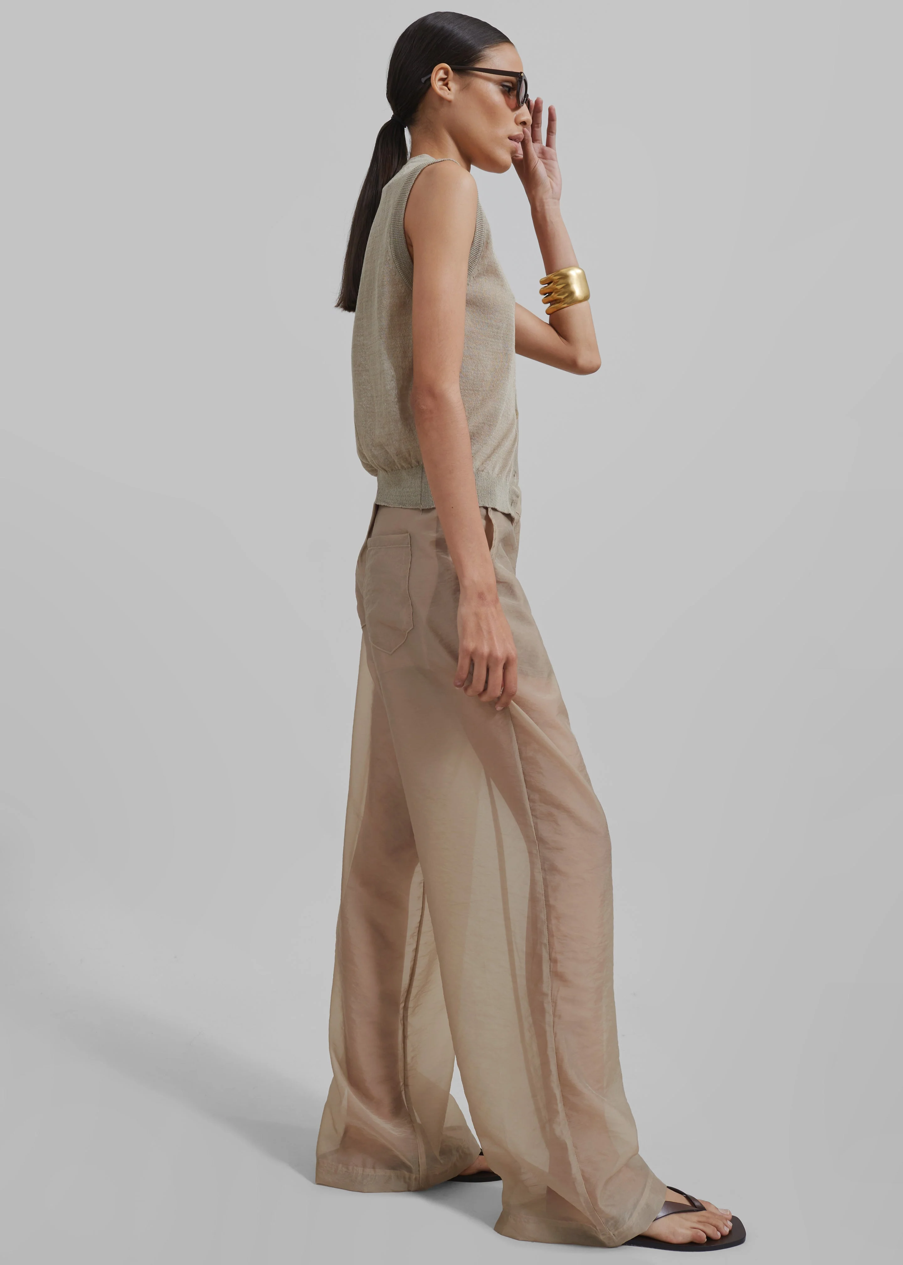 Abra Sheer Trousers - Beige - Image 10