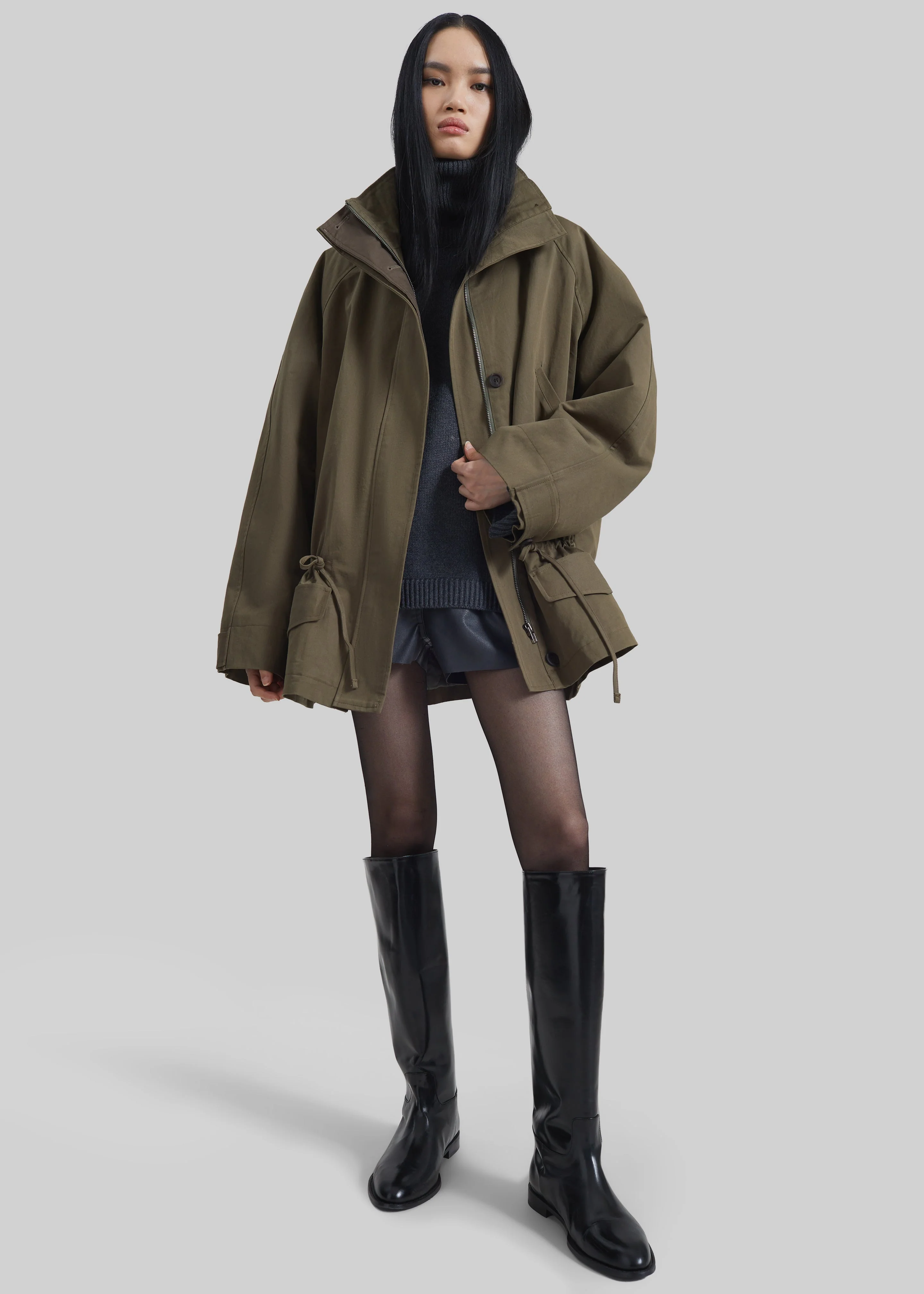 Alesie Drawstring Jacket - Olive Brown - Image 6