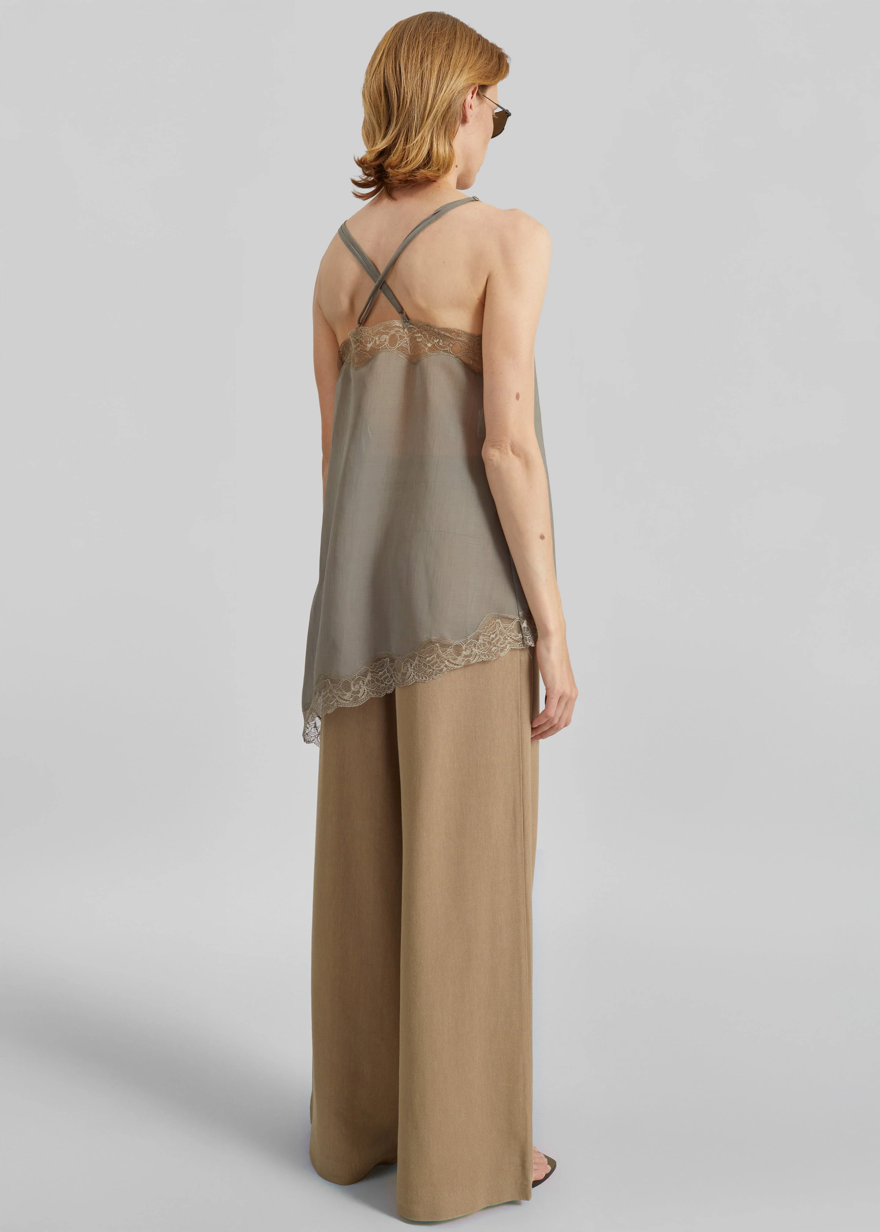 Alessia Sheer Lace Top - Taupe - Image 6