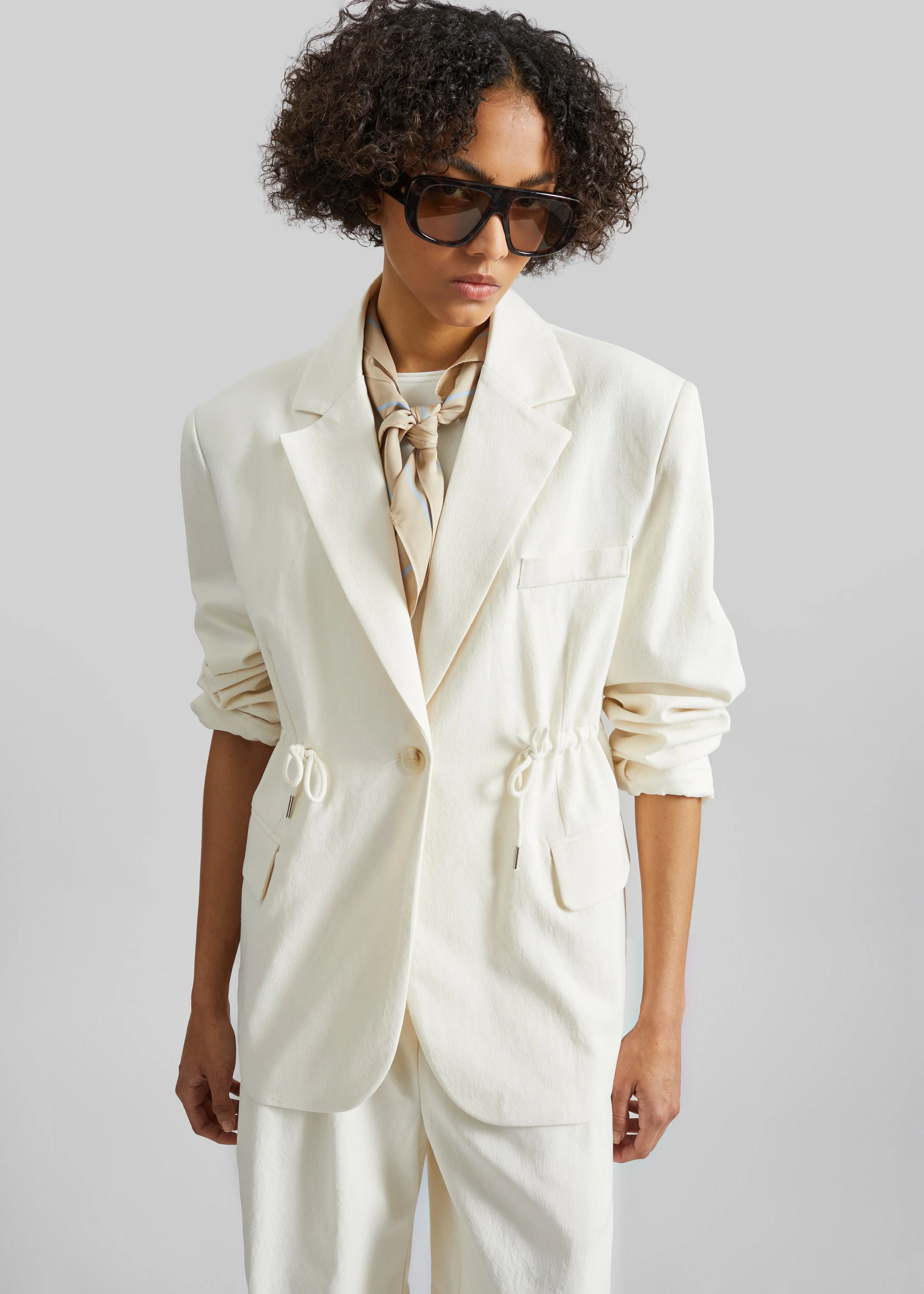Altea Drawstring Blazer - Ivory - Image 3