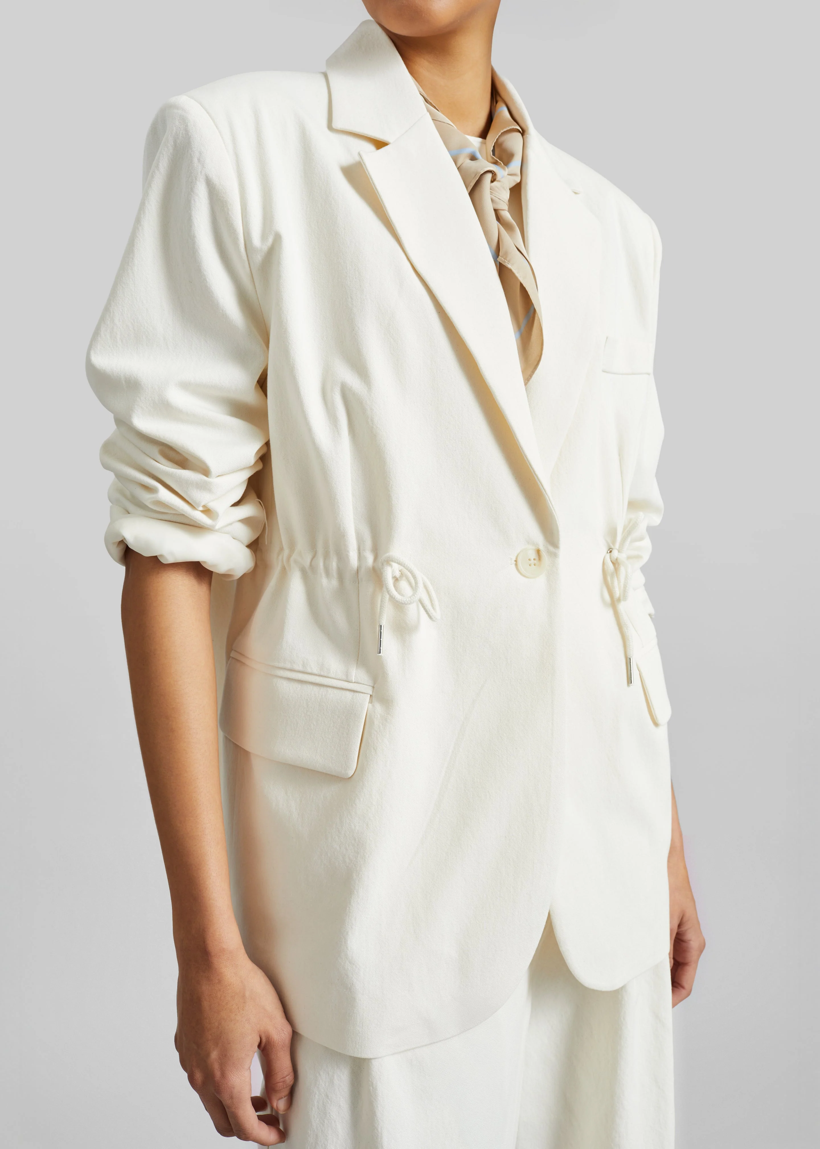 Altea Drawstring Blazer - Ivory - Image 4
