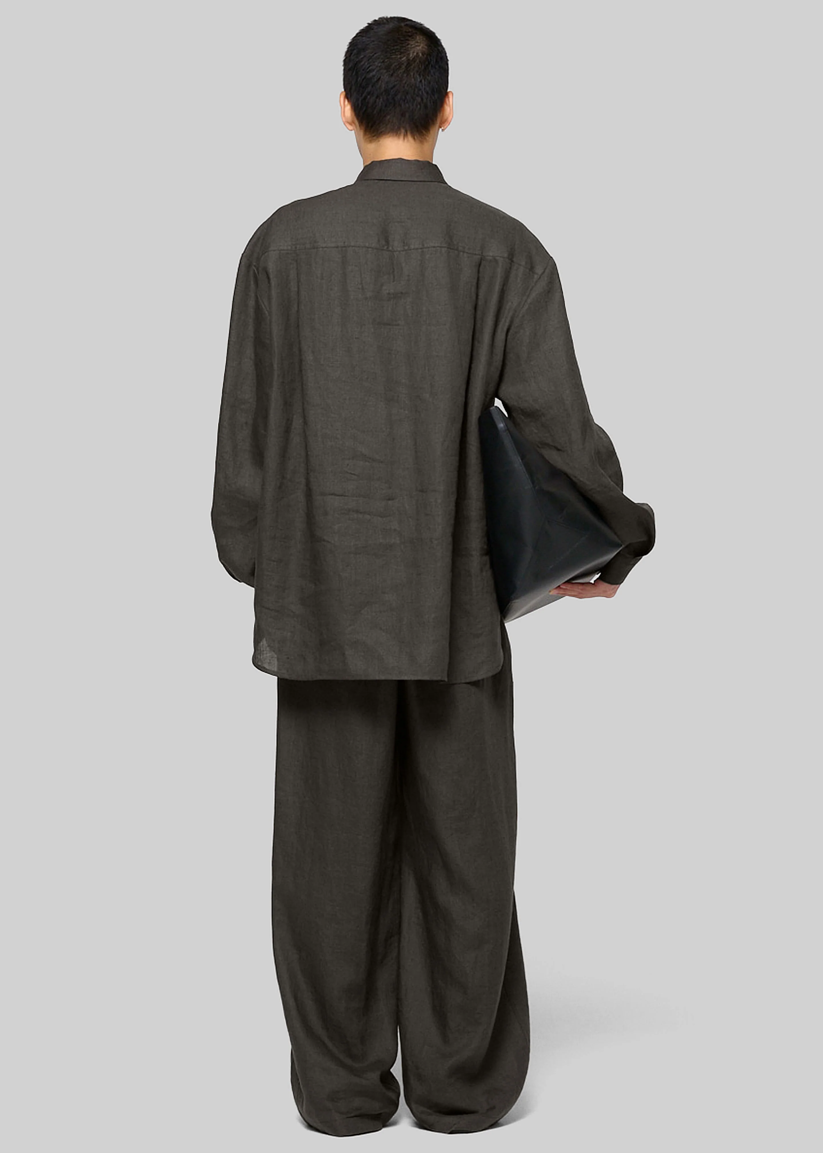 Amomento Linen Oversized Shirt - Khaki Grey - Image 6