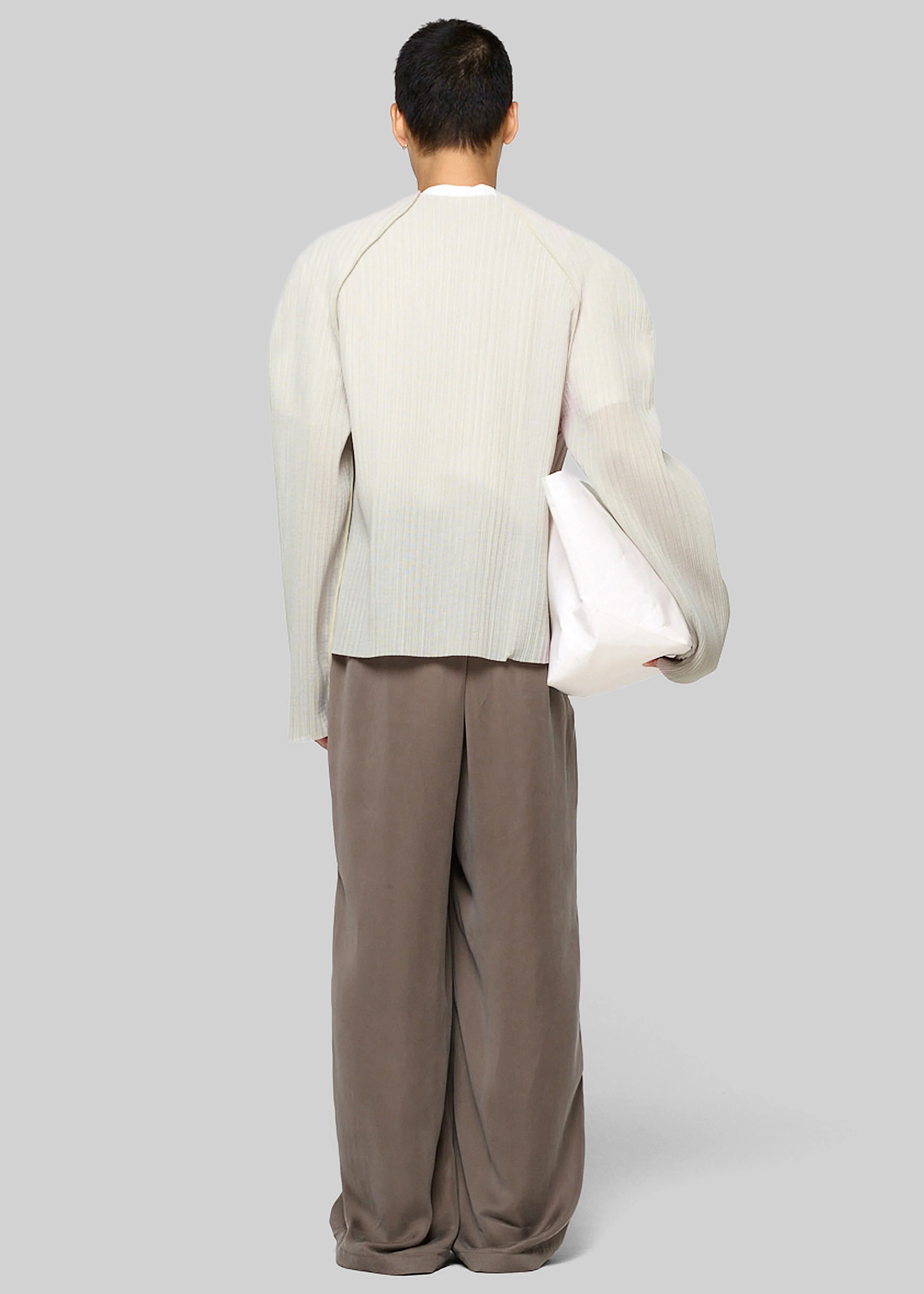 Amomento Pleats Zip Up Jumper - Beige - Image 4
