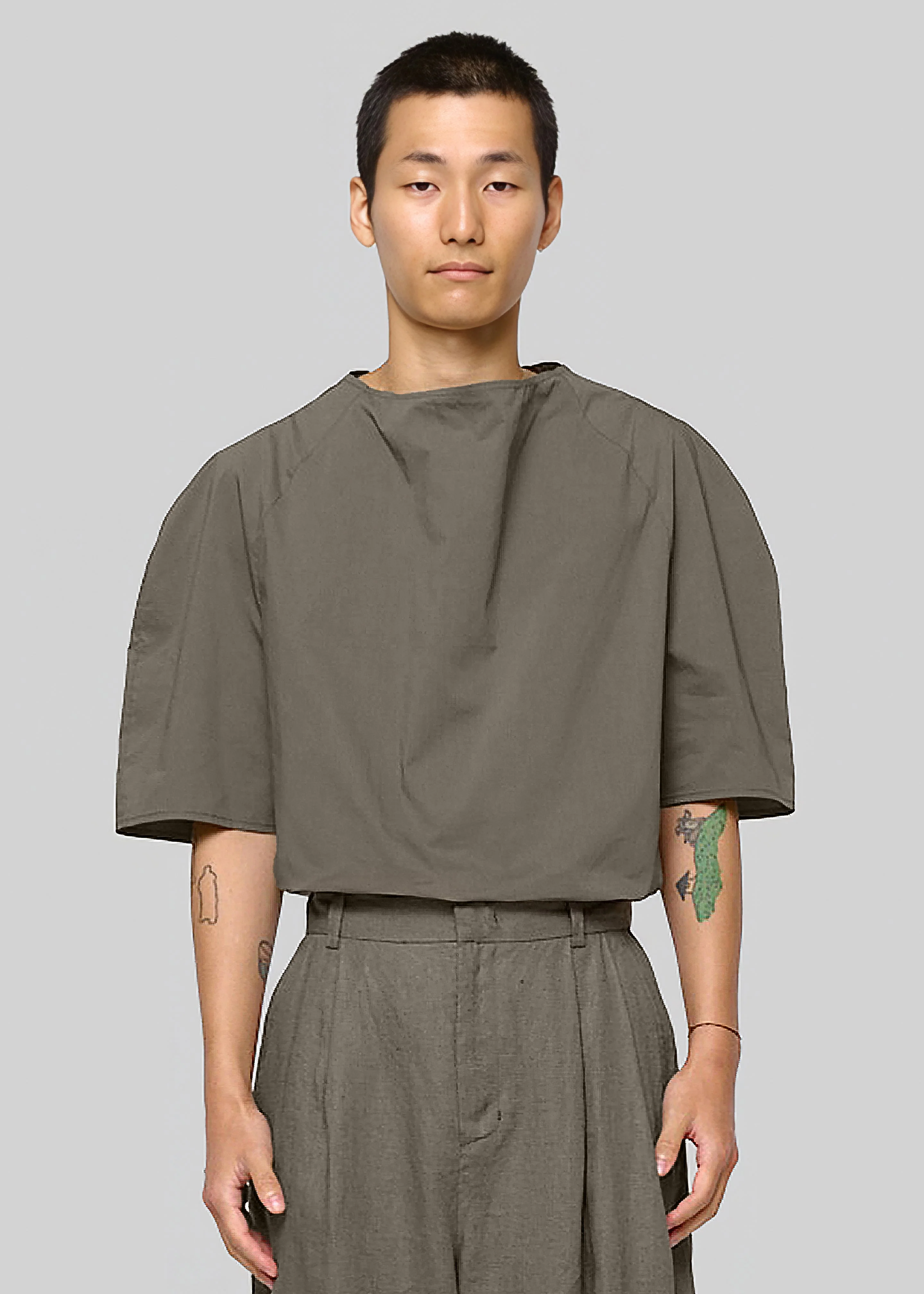 Amomento Raglan Cowl Neck Top - Khaki