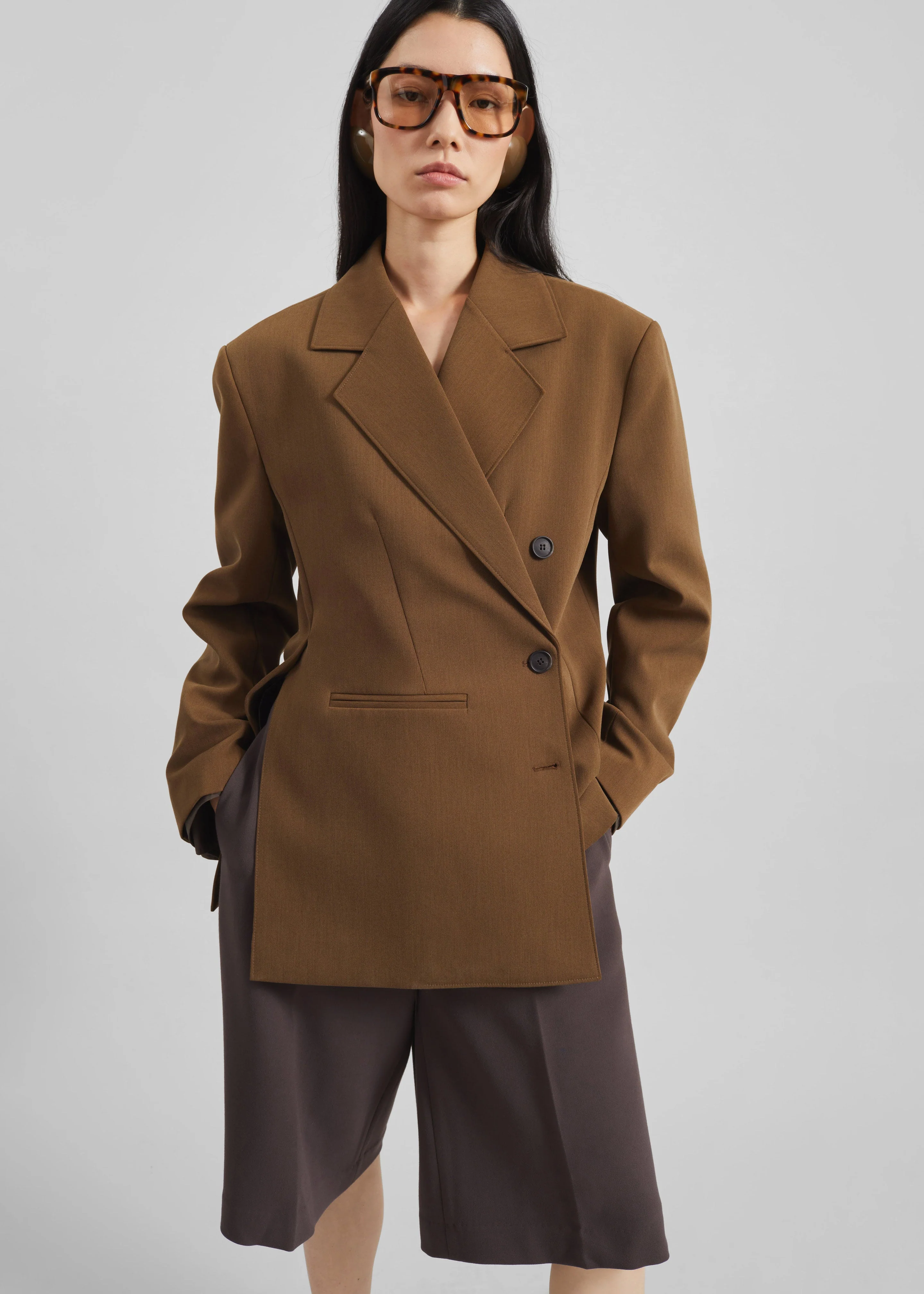 Antwerp Wrap Blazer - Brown - Image 2