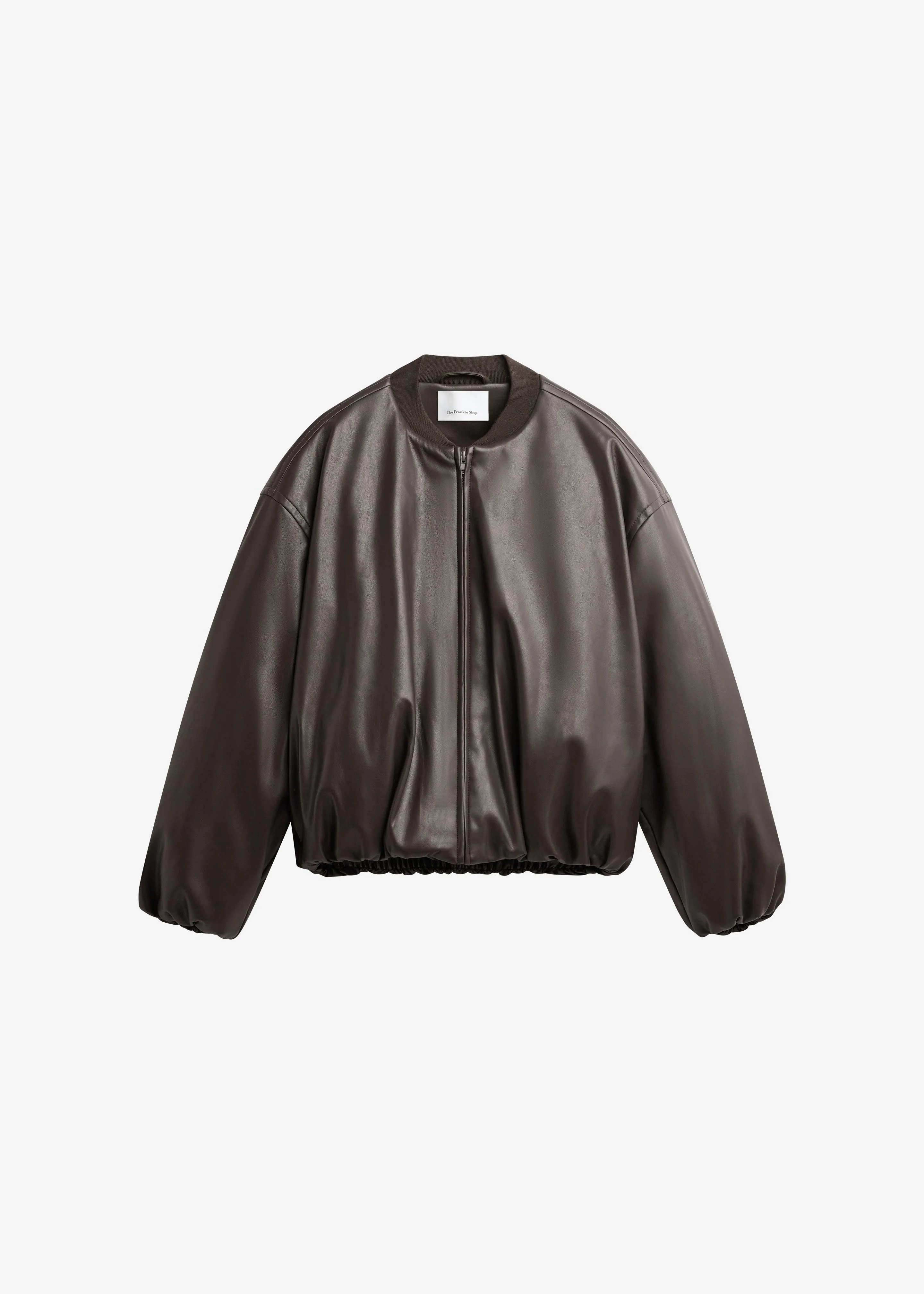 Arolla Faux Leather Draped Jacket - Brown - Image 6