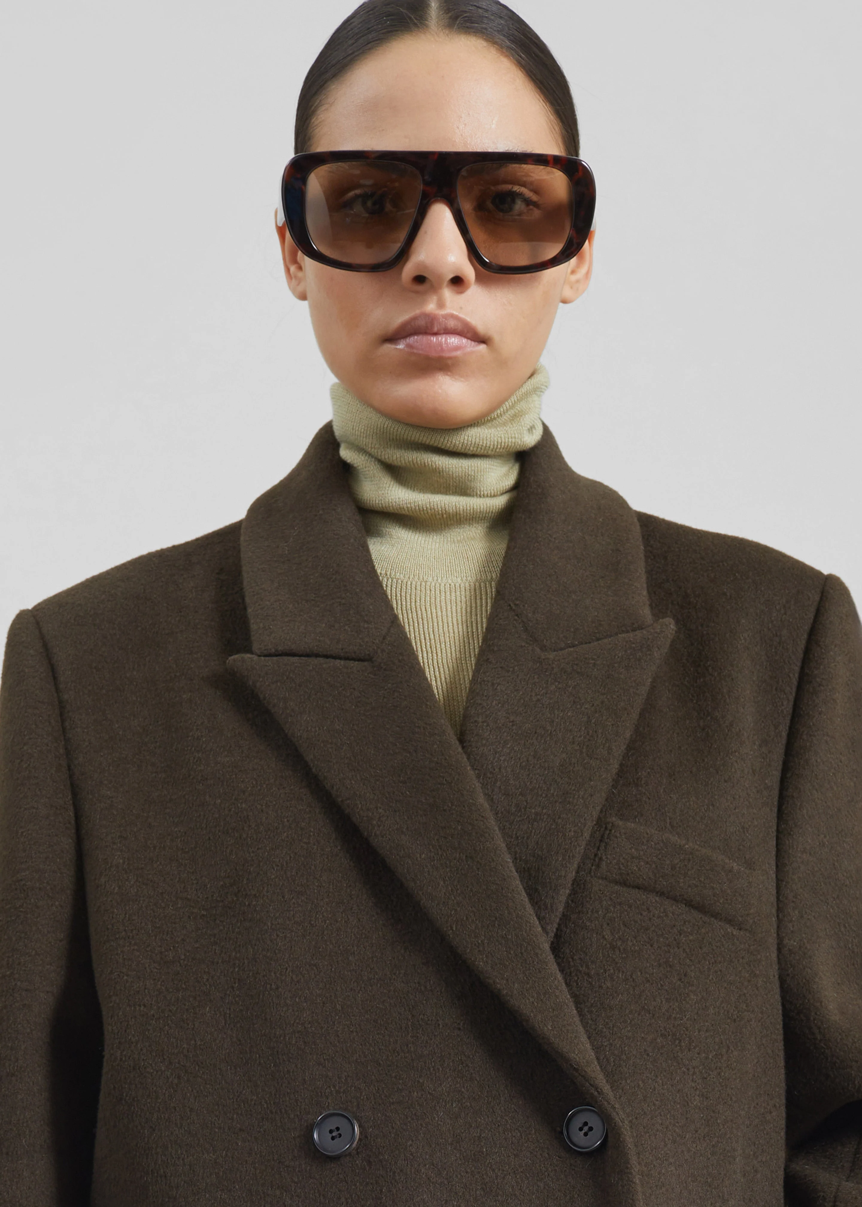 Atlin Wool Double-Breasted Coat - Brown - Image 4