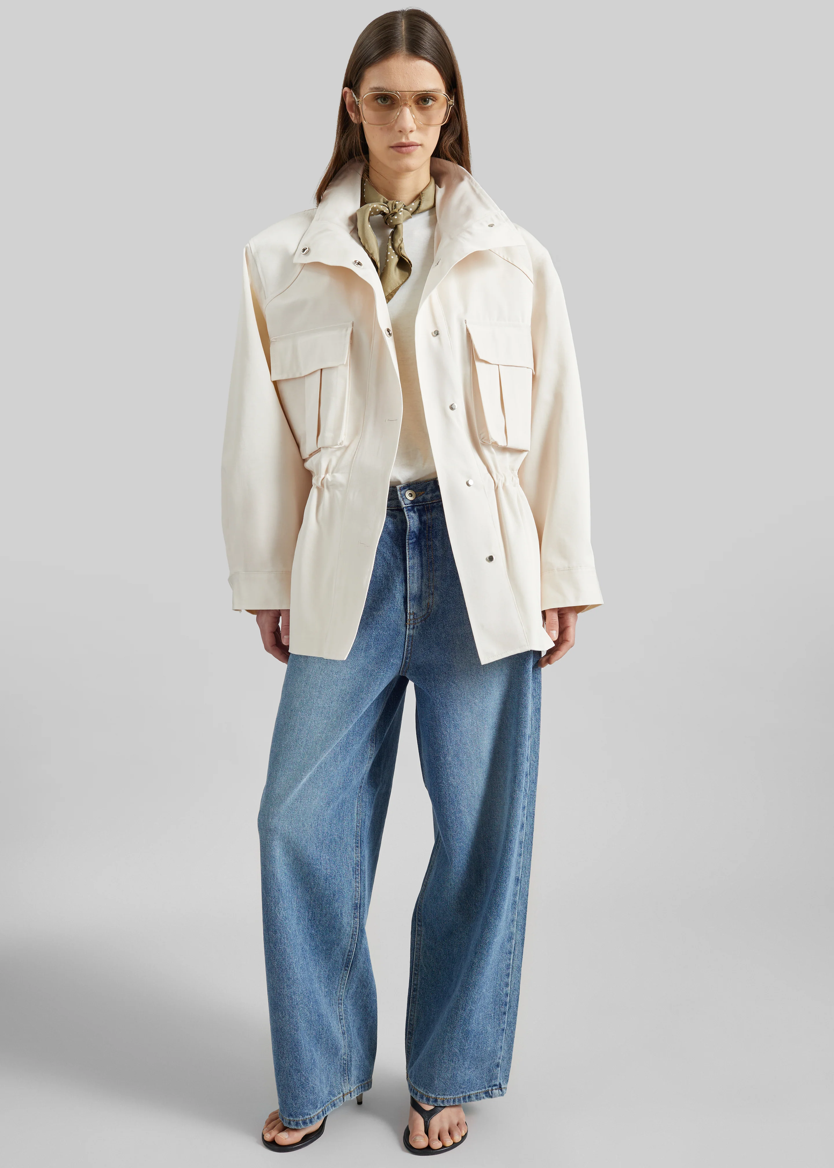 Bailly Padded Utility Jacket - Cream - Image 8