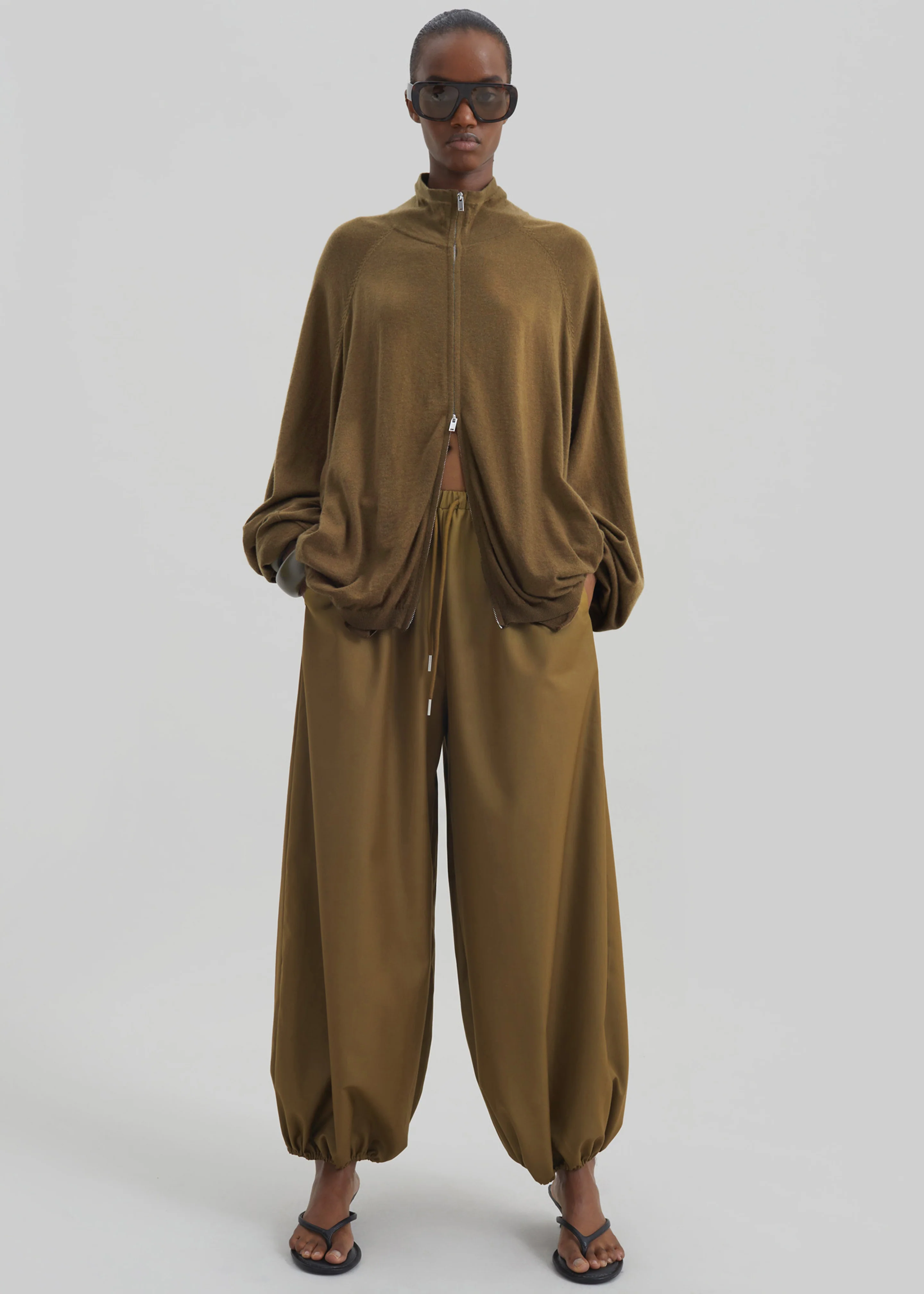 Baxe Knit Track Jacket - Dark Camel