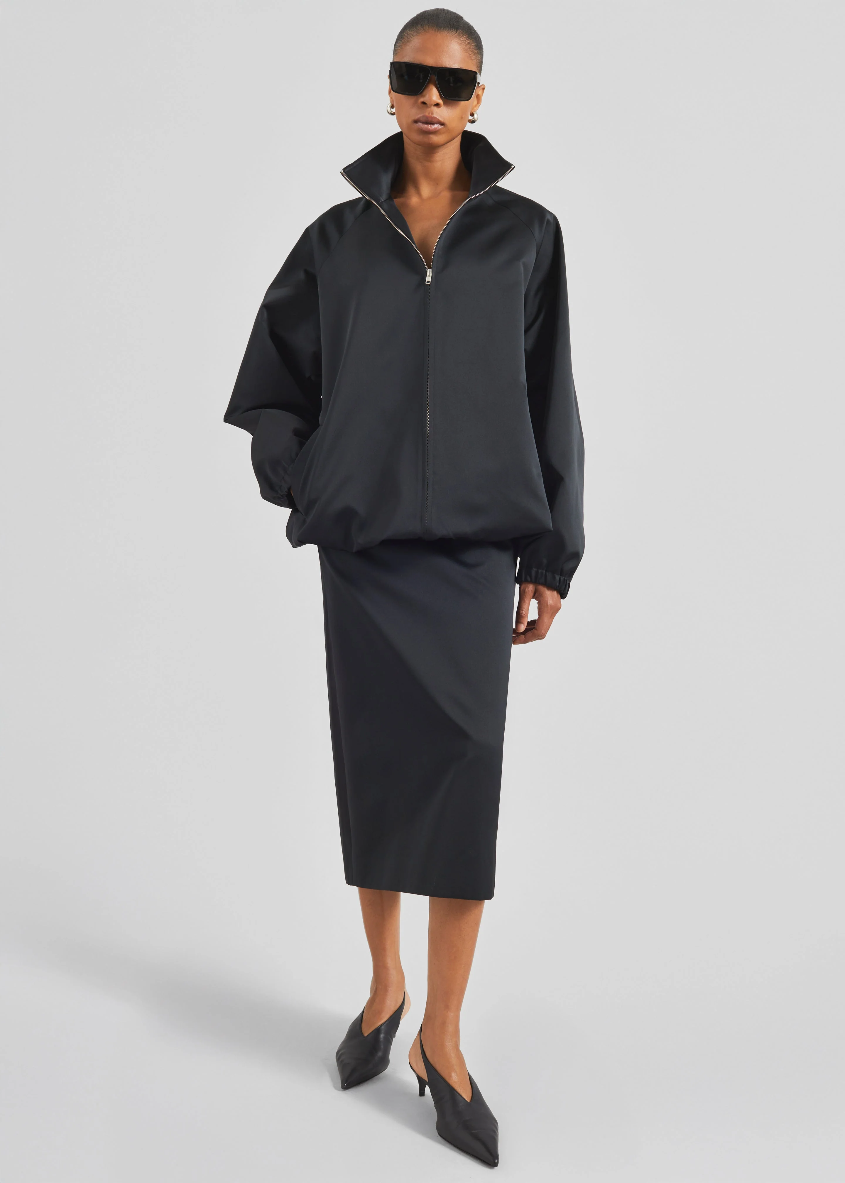 Baxter Satin Track Jacket - Black