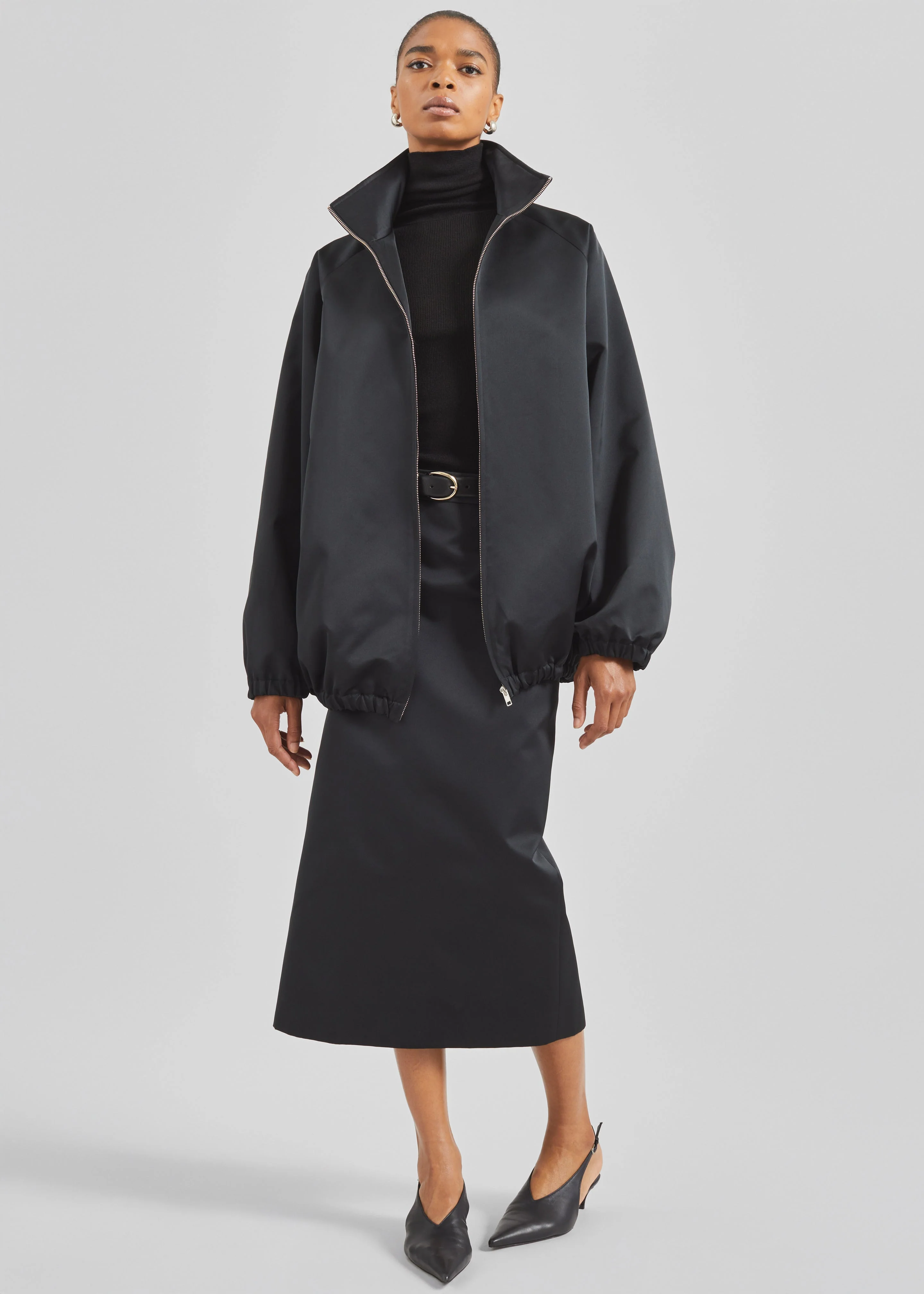 Baxter Satin Track Jacket - Black - Image 2