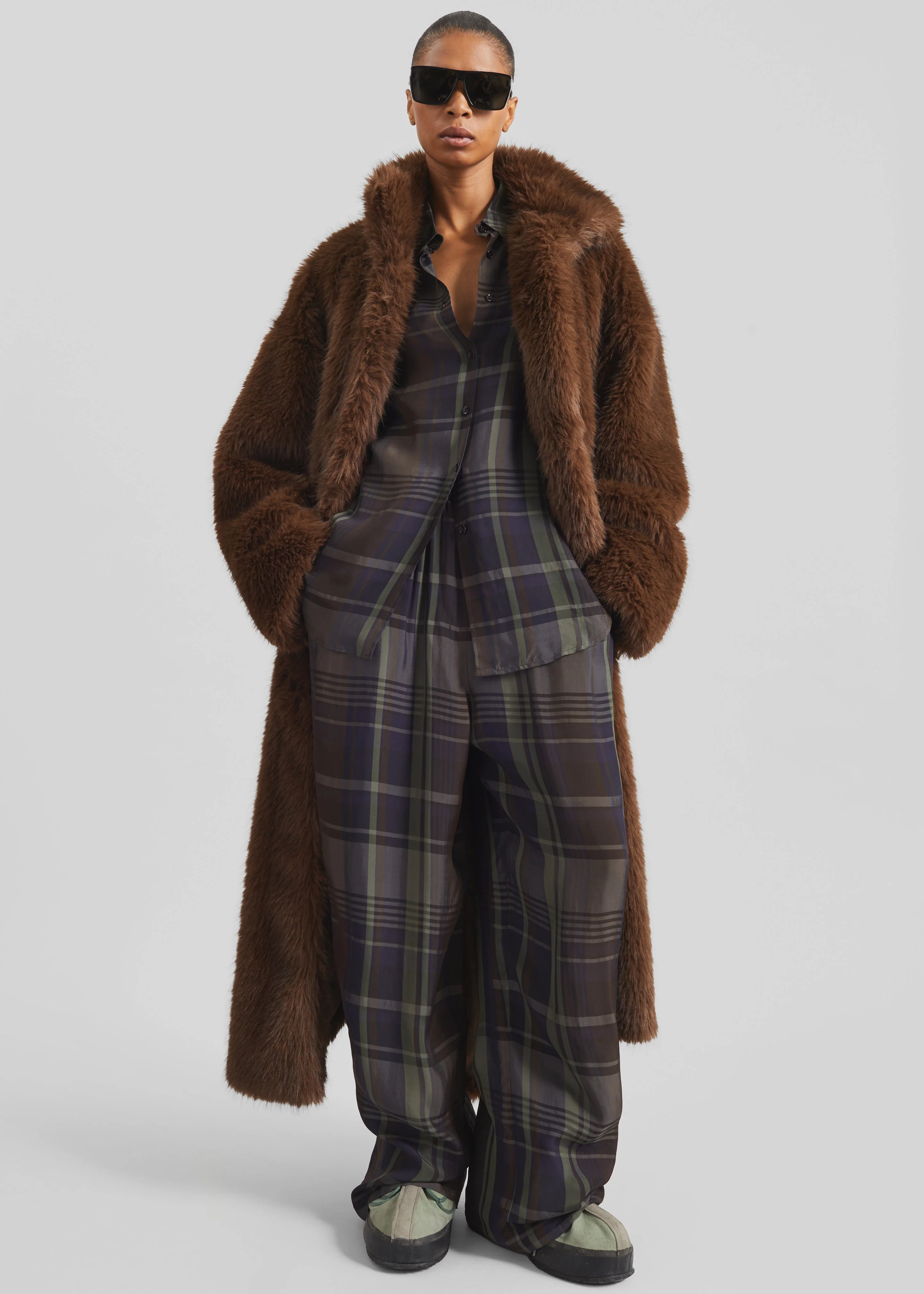 Baxter Sheer Fluid Track Pants - Navy Tartan - Image 2