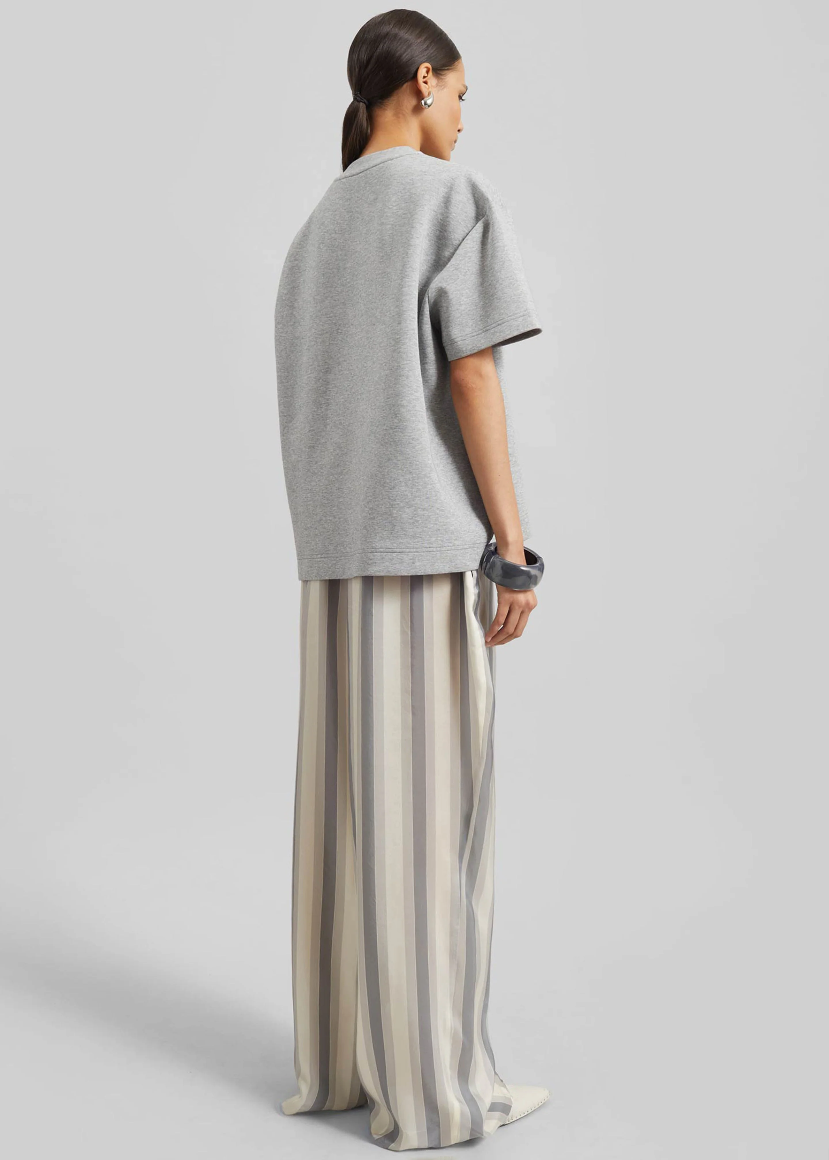 Baxter Sheer Fluid Track Pants - White/Grey Stripe - Image 7
