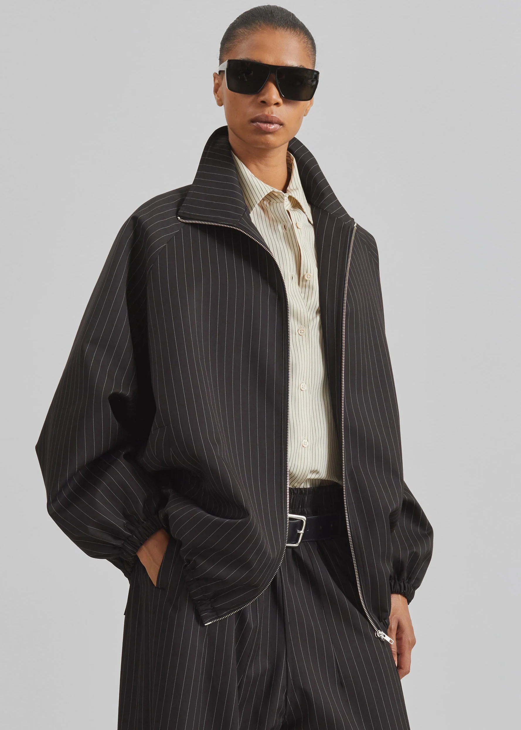 Baxter Track Jacket - Black/White Pinstripe - Image 5