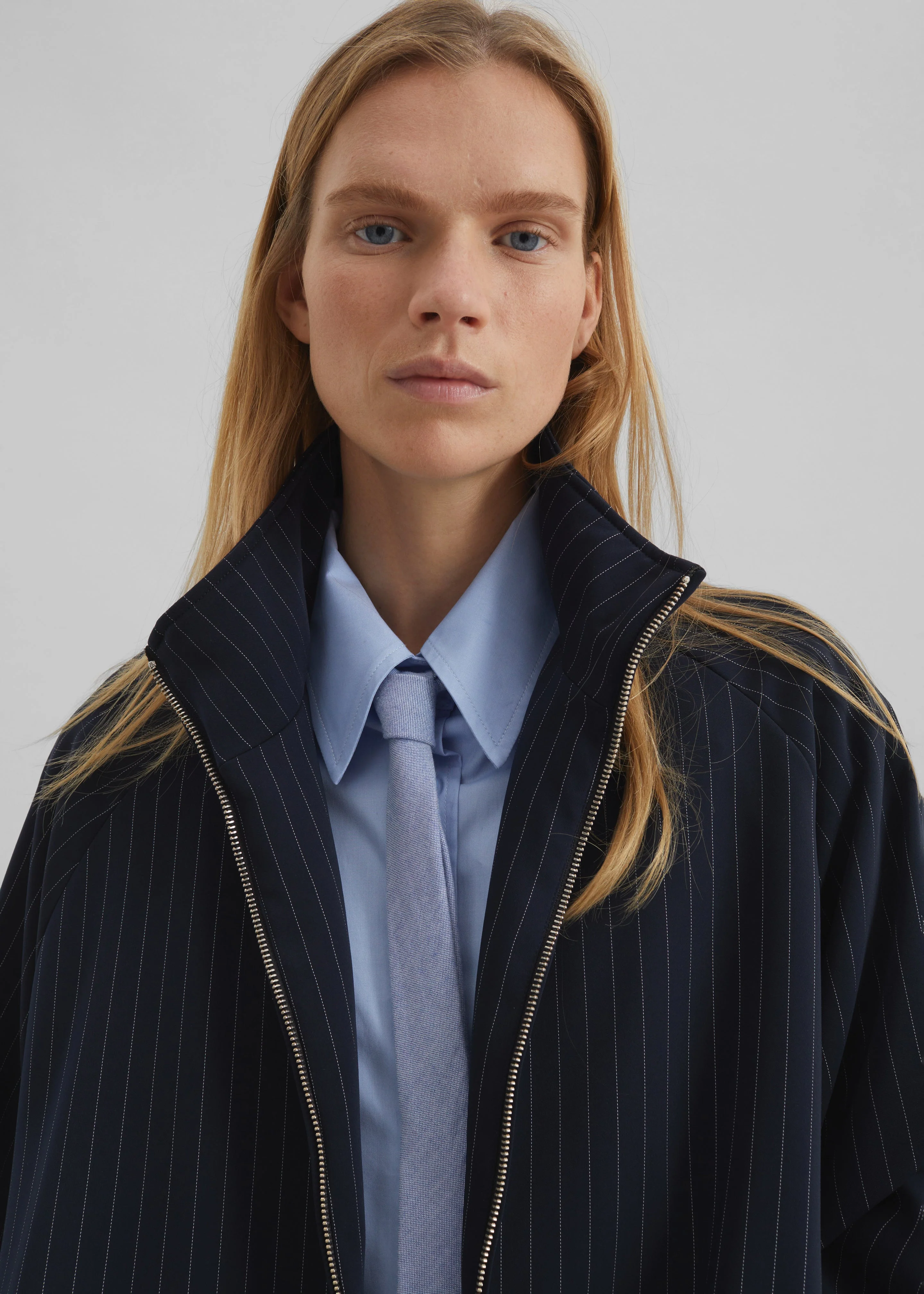 Baxter Track Jacket - Navy/White Pinstripe - Image 3
