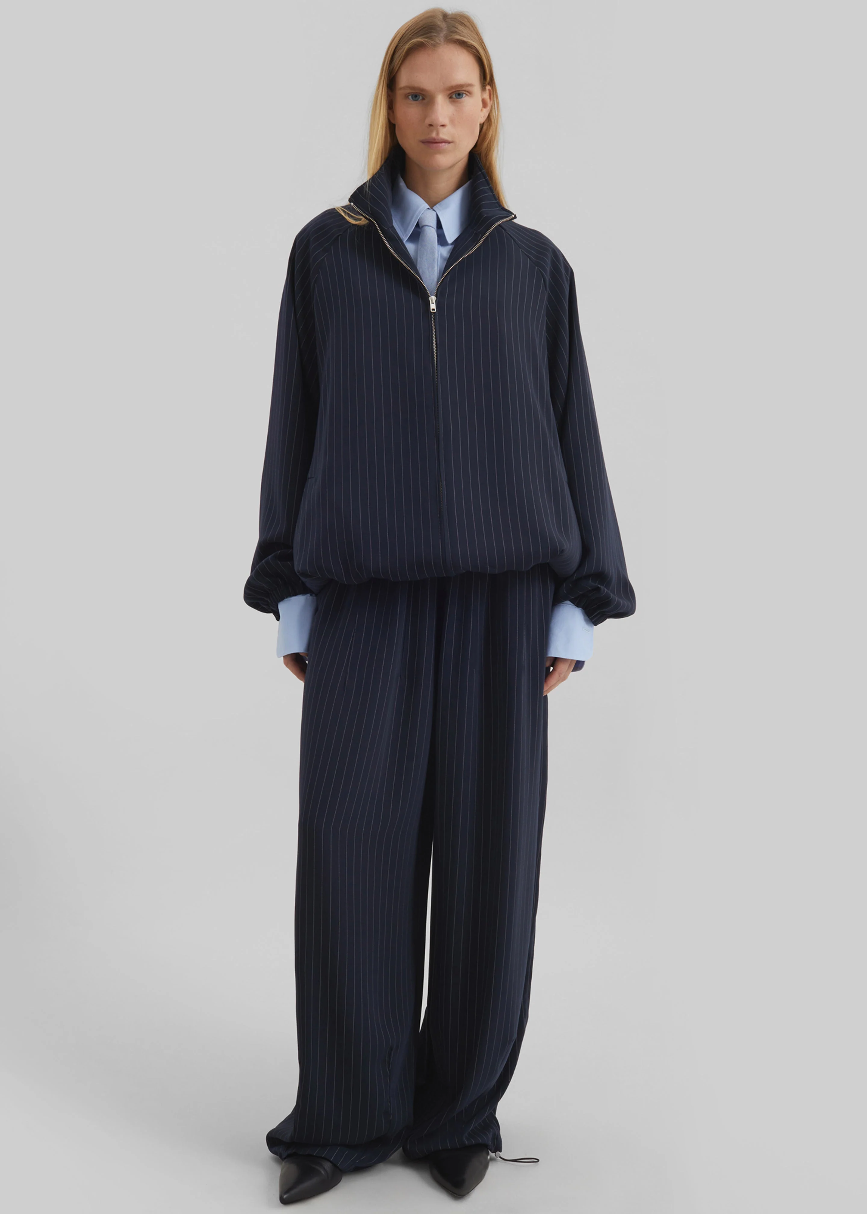 Baxter Track Jacket - Navy/White Pinstripe - Image 4