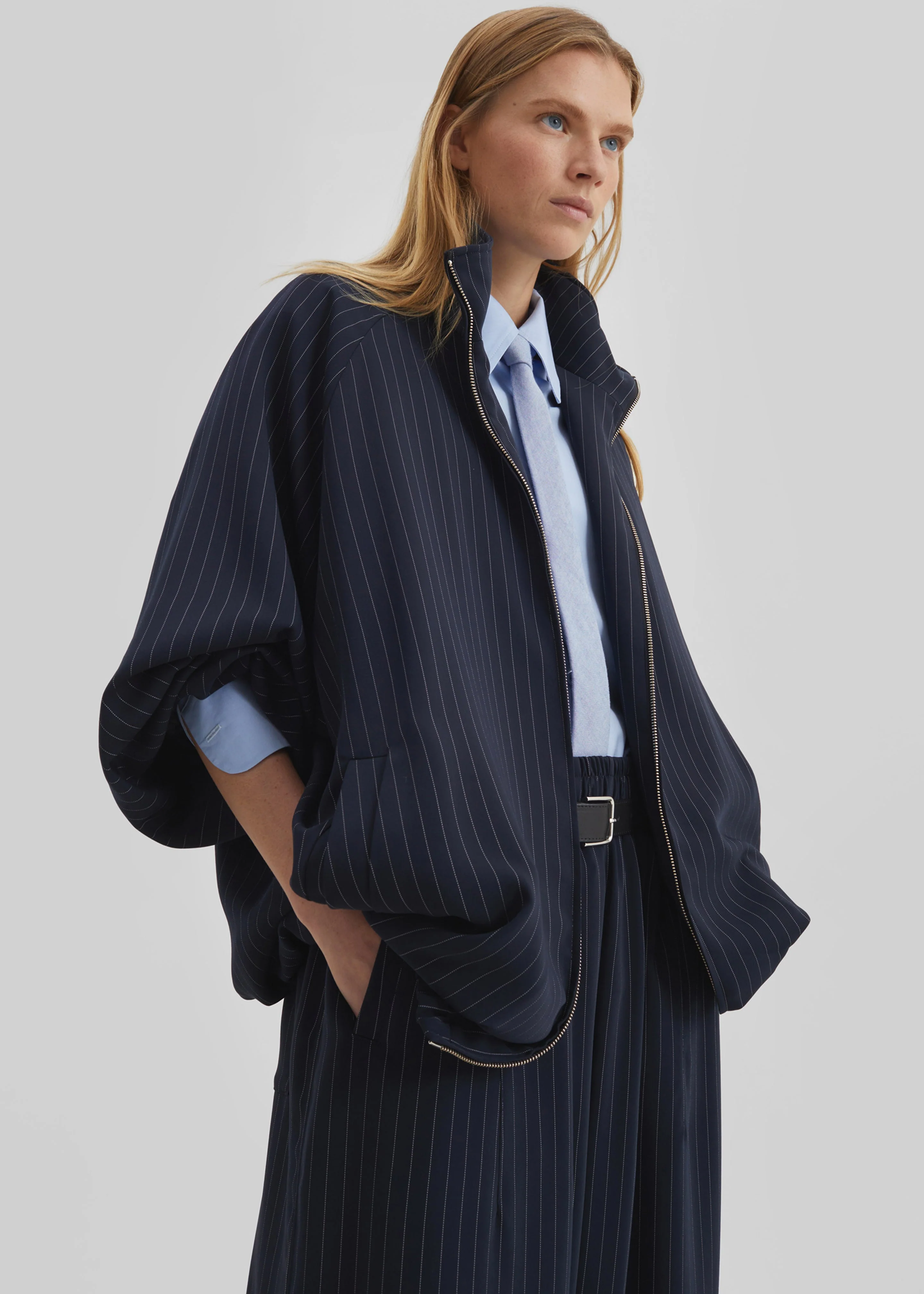 Baxter Track Jacket - Navy/White Pinstripe - Image 6