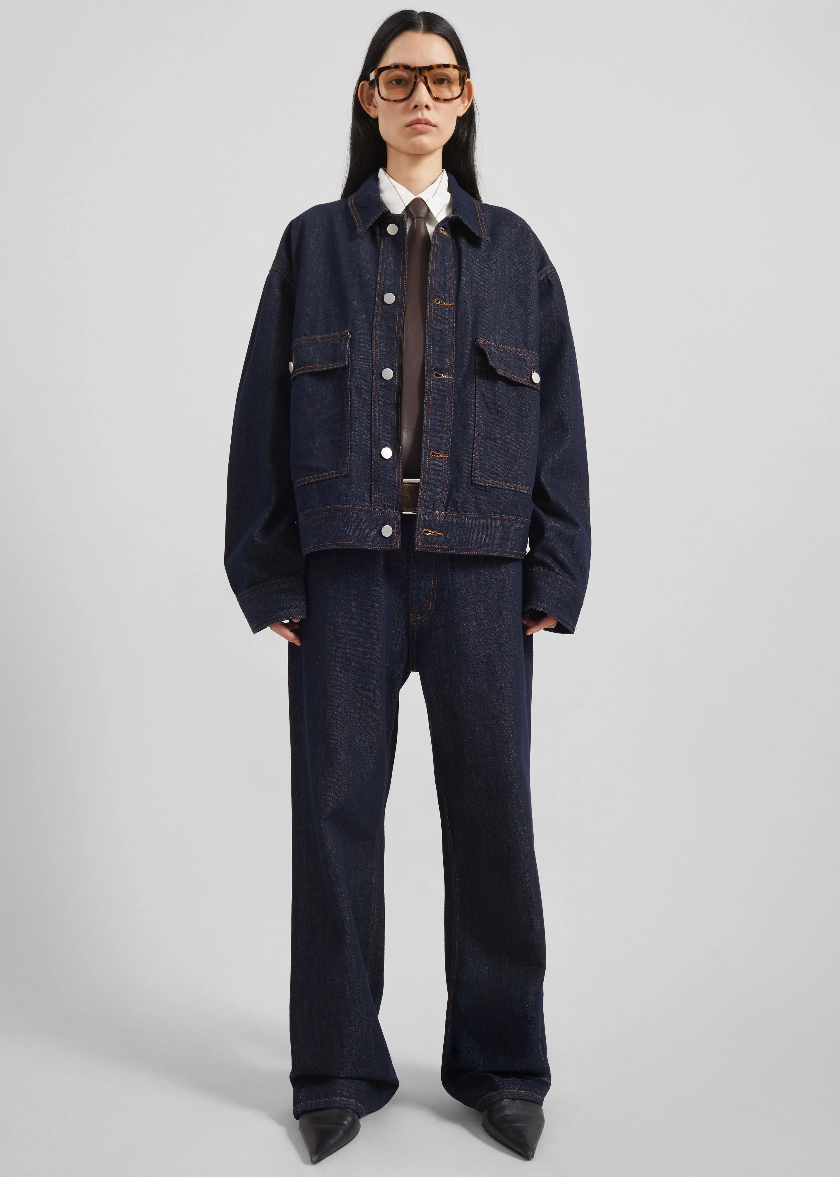 Belden Boxy Denim Jacket - Dark Wash - Image 5