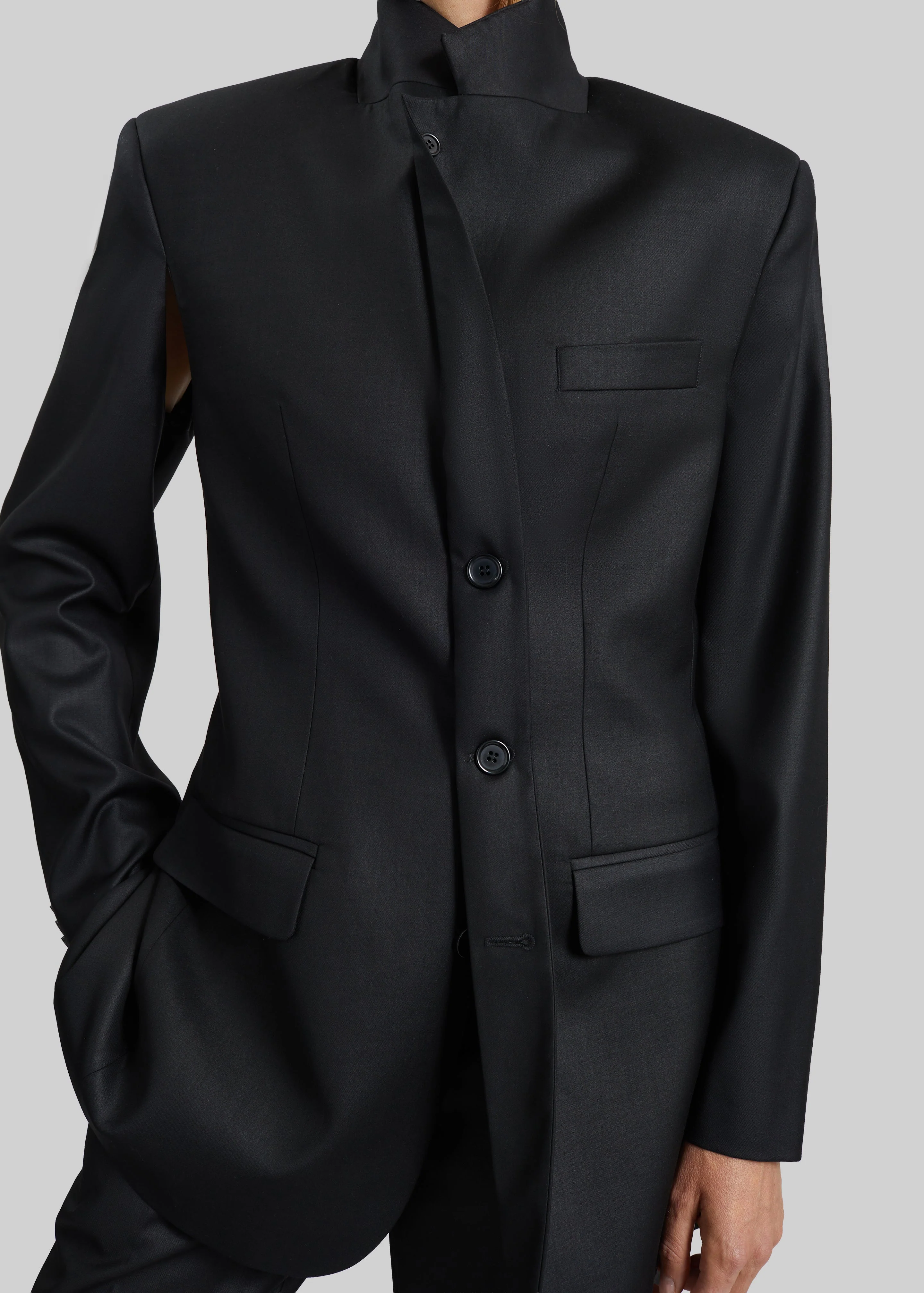 Bettter Folded Blazer With Slits - Black - Image 5