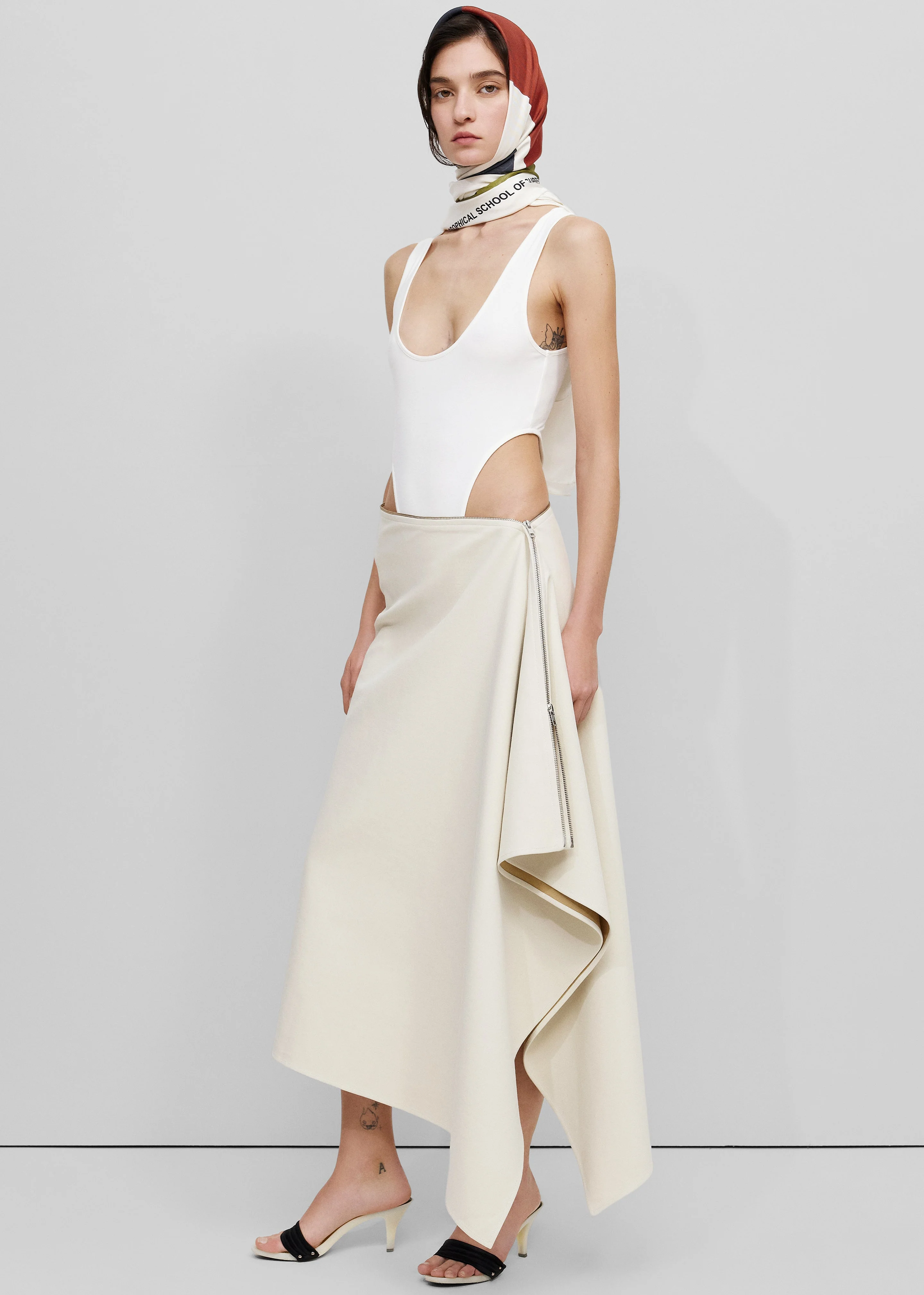 Bevza Canvas Long Skirt - Cream - Image 2