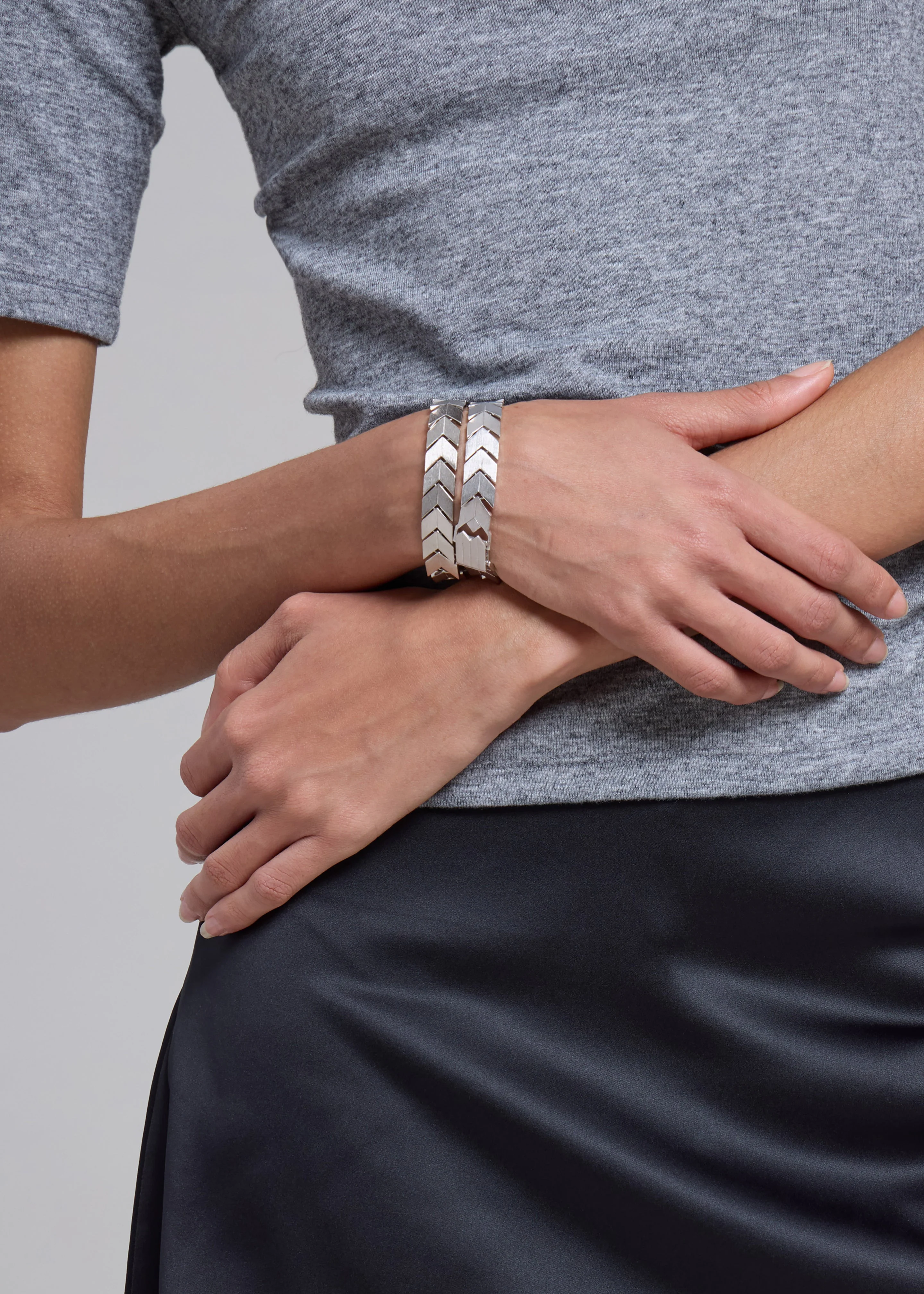 Bevza Flat Spikelet Bracelet - Steel Grey - Image 3