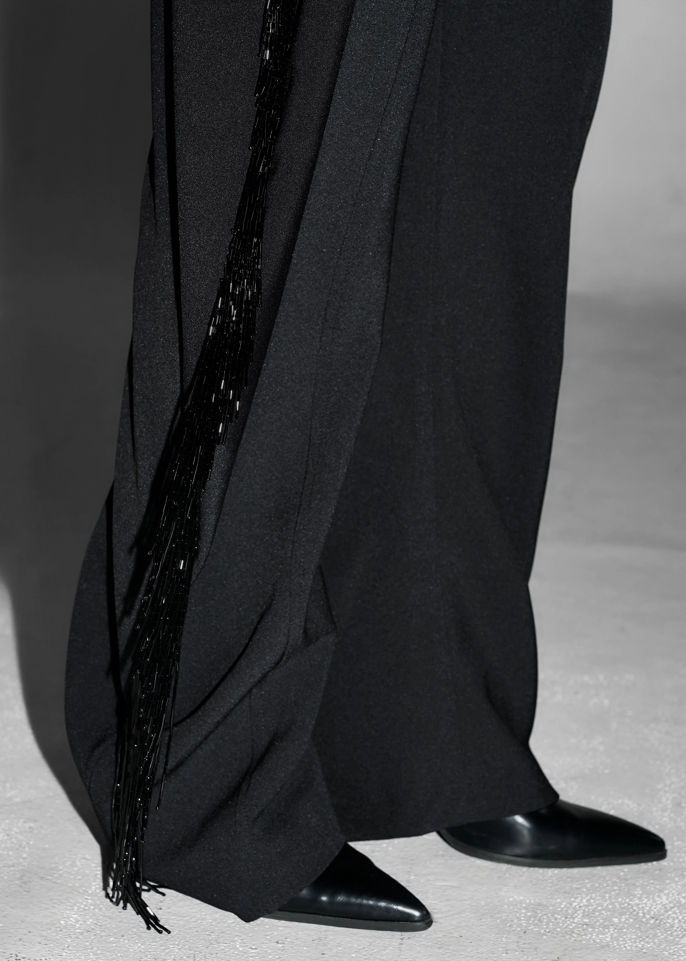 Bianca Fringed Barrel Leg Pants - Black - Image 4