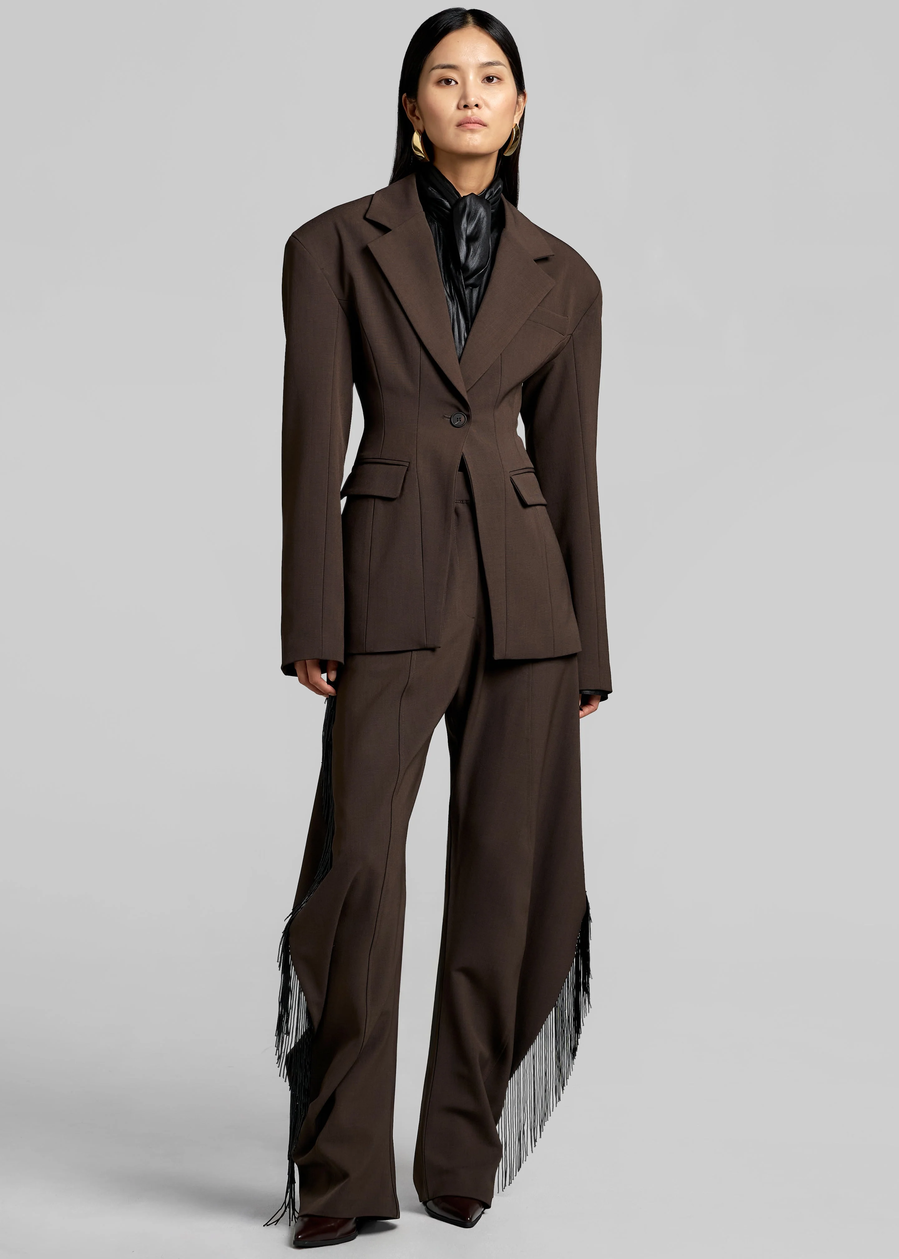 Bianca Hourglass Blazer - Brown - Image 2