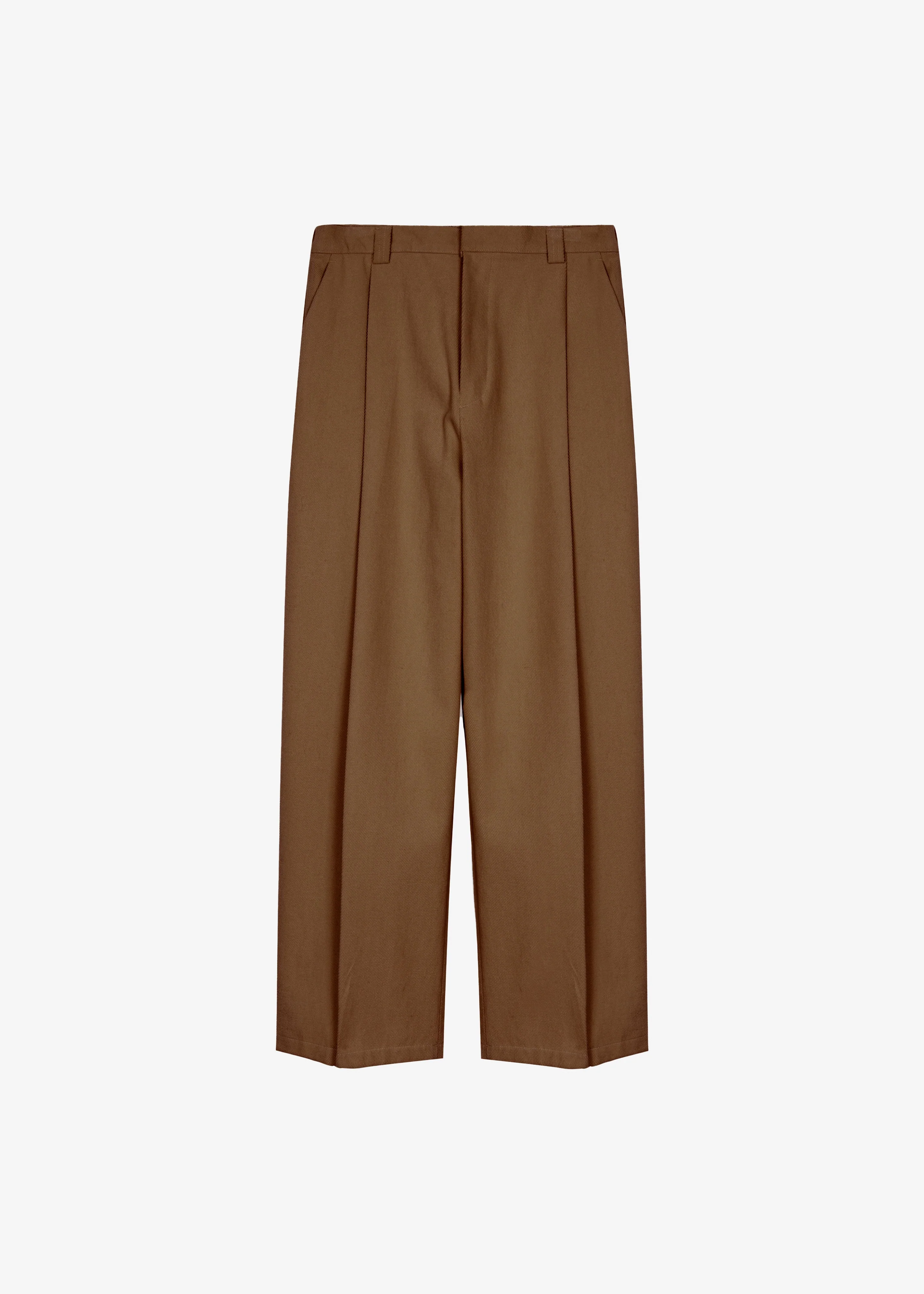 Borken Pleated Twill Pants - Brown - Image 10