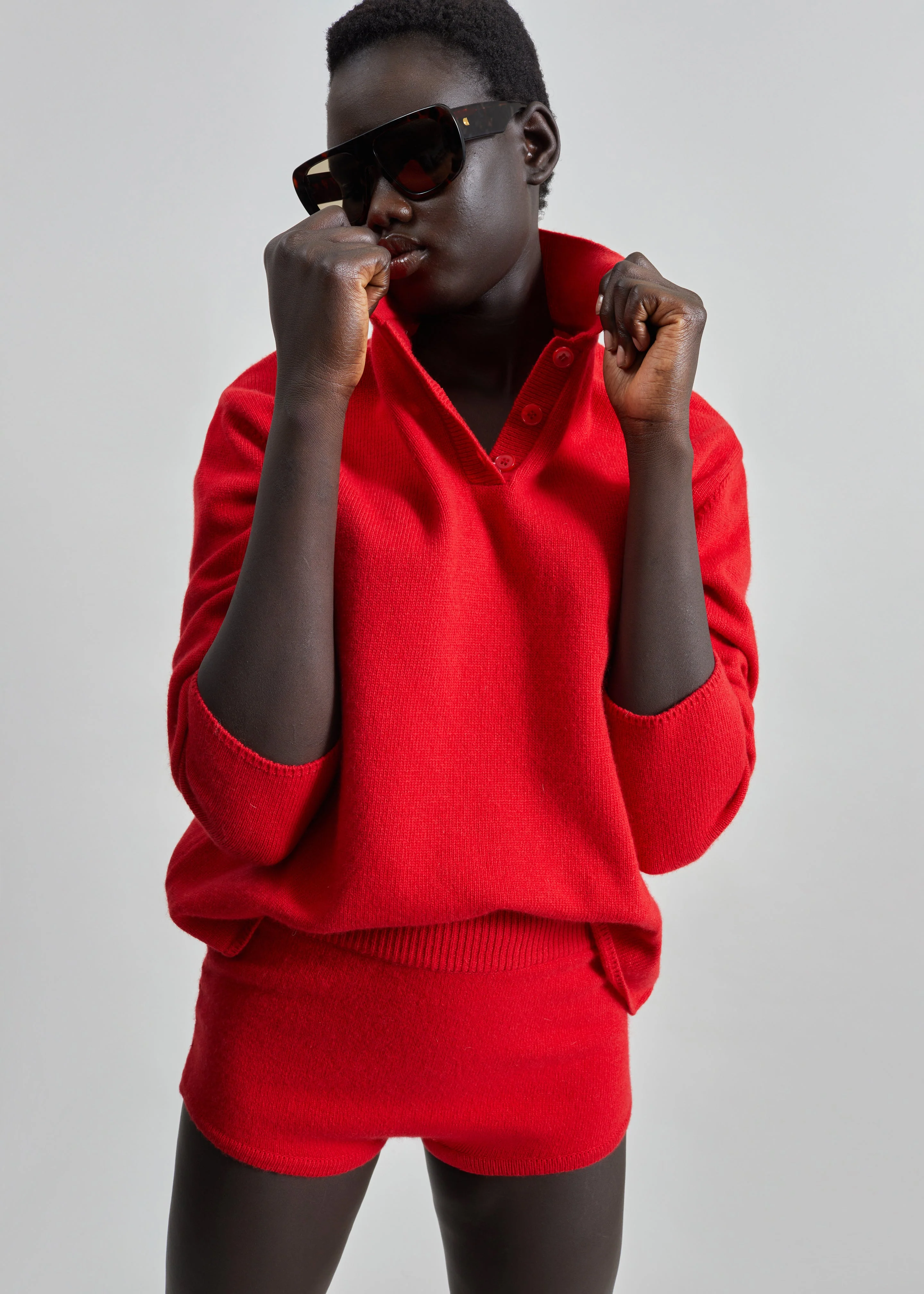 Bresica Knit Polo Sweater - Red - Image 4