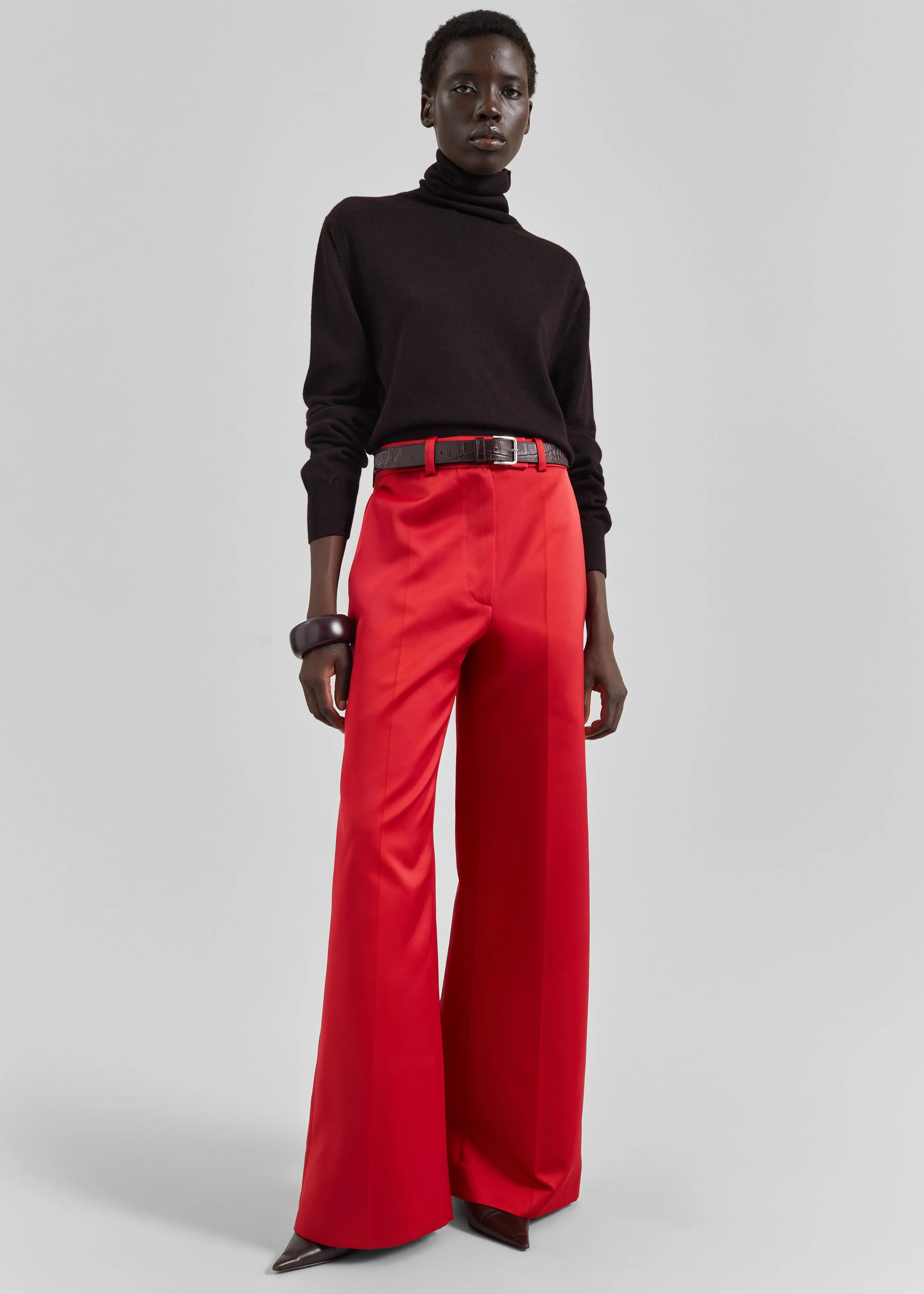 Brickell Satin Trousers - Red