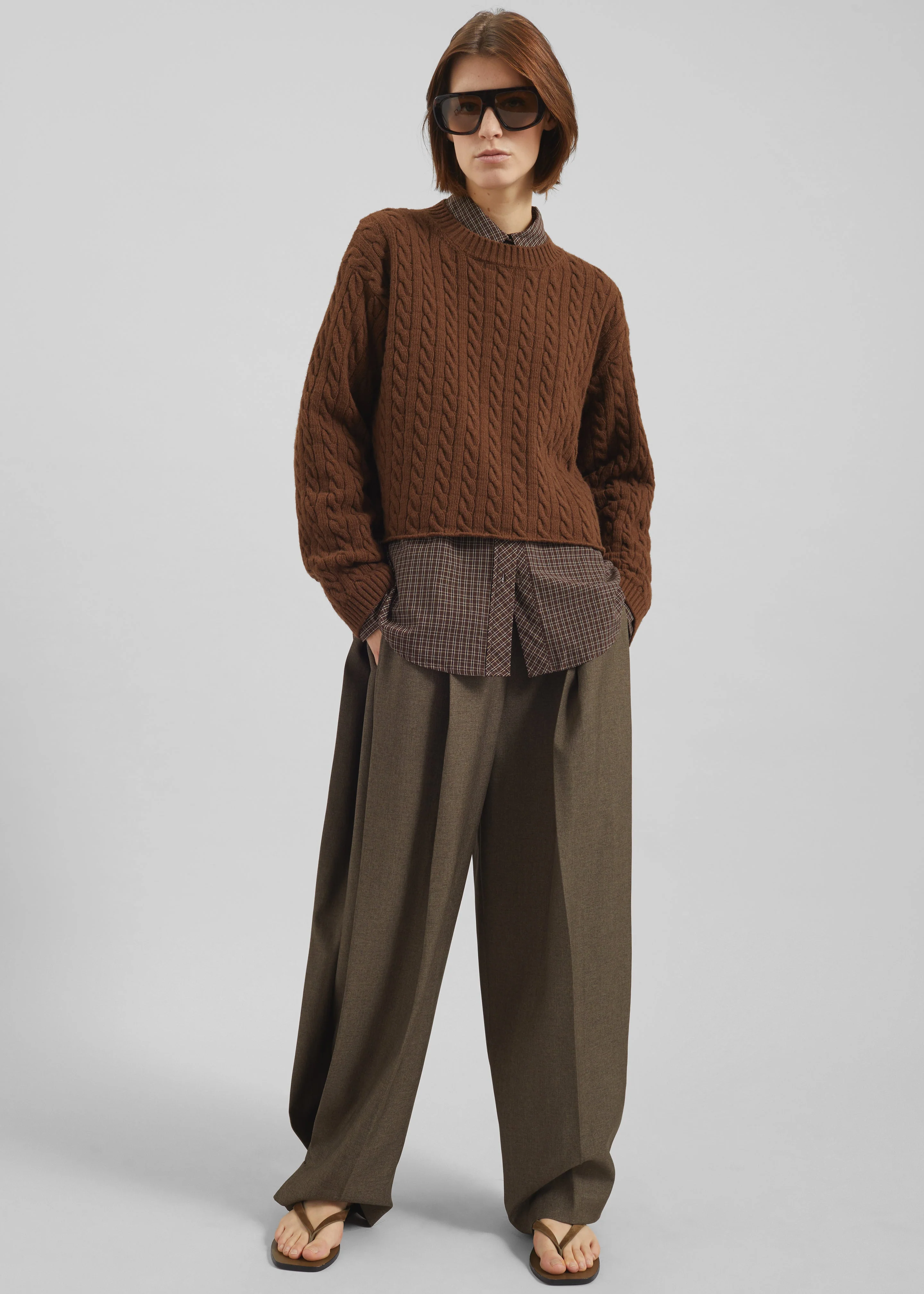 Brisbane Cropped Boxy Sweater - Brown - Image 6