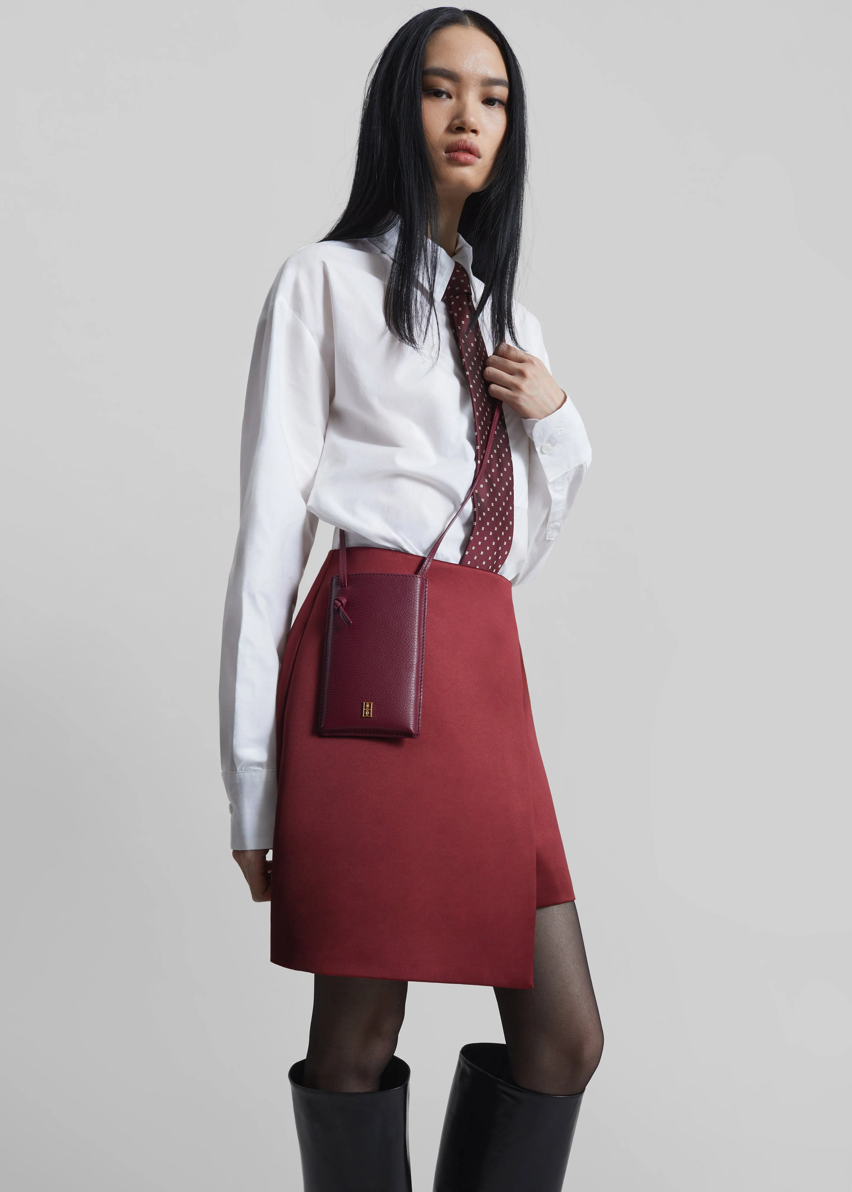 By Malene Birger Aya Phone Leather Pouch - Cabernet