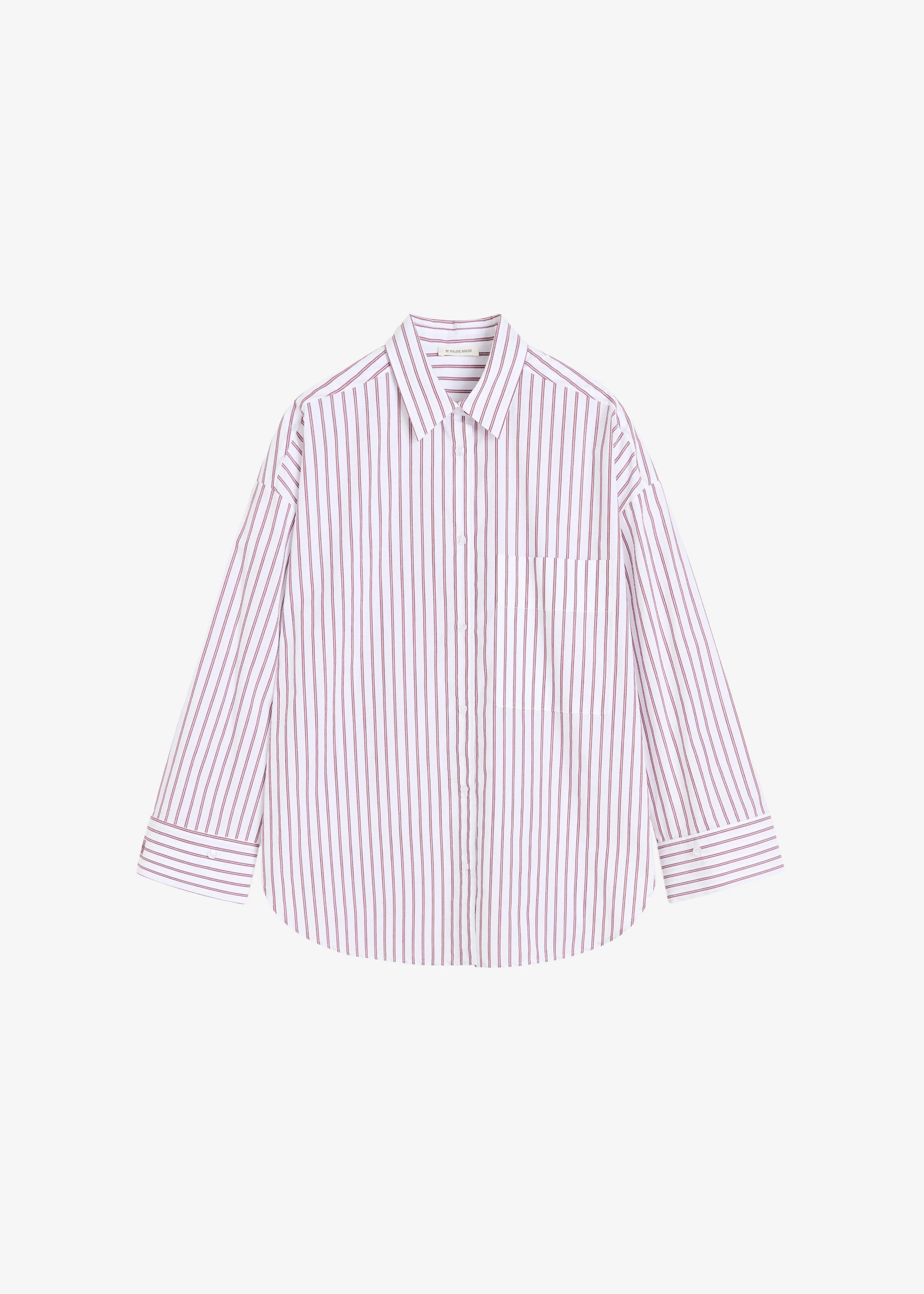 By Malene Birger Derris Cotton Shirt - Cabernet Stripe - Image 6