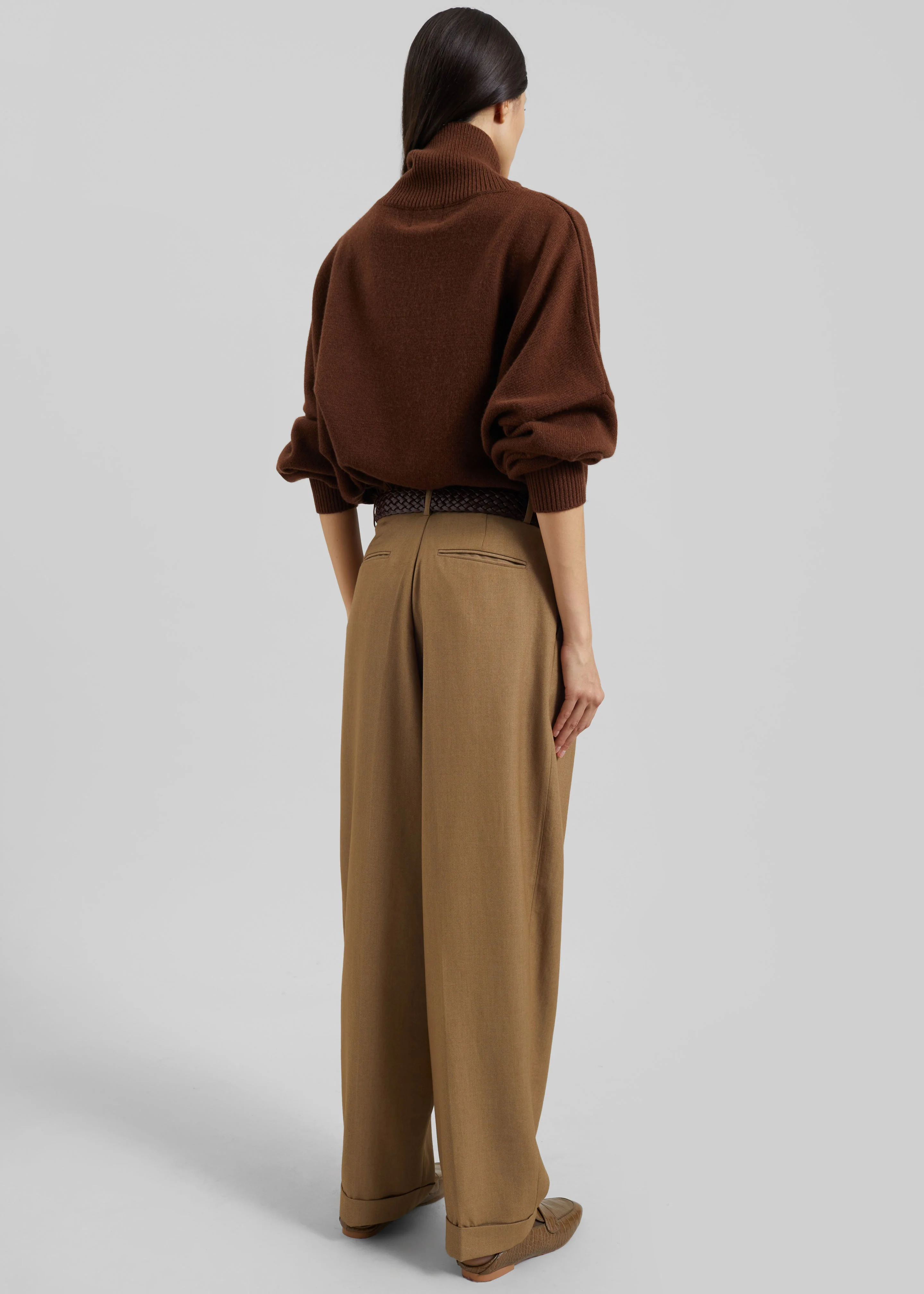 Canberra Pleated Trousers - Camel - Image 10
