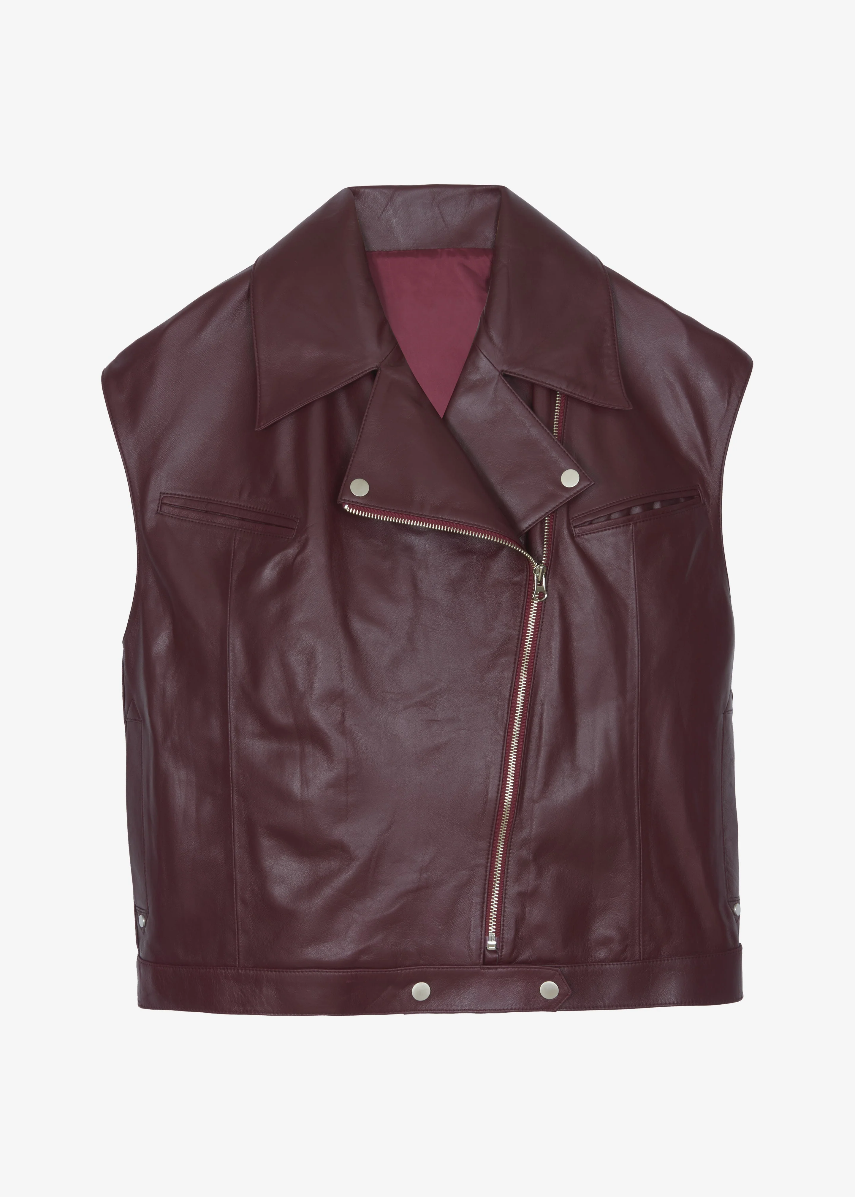 Cetina Leather Vest - Burgundy - Image 6
