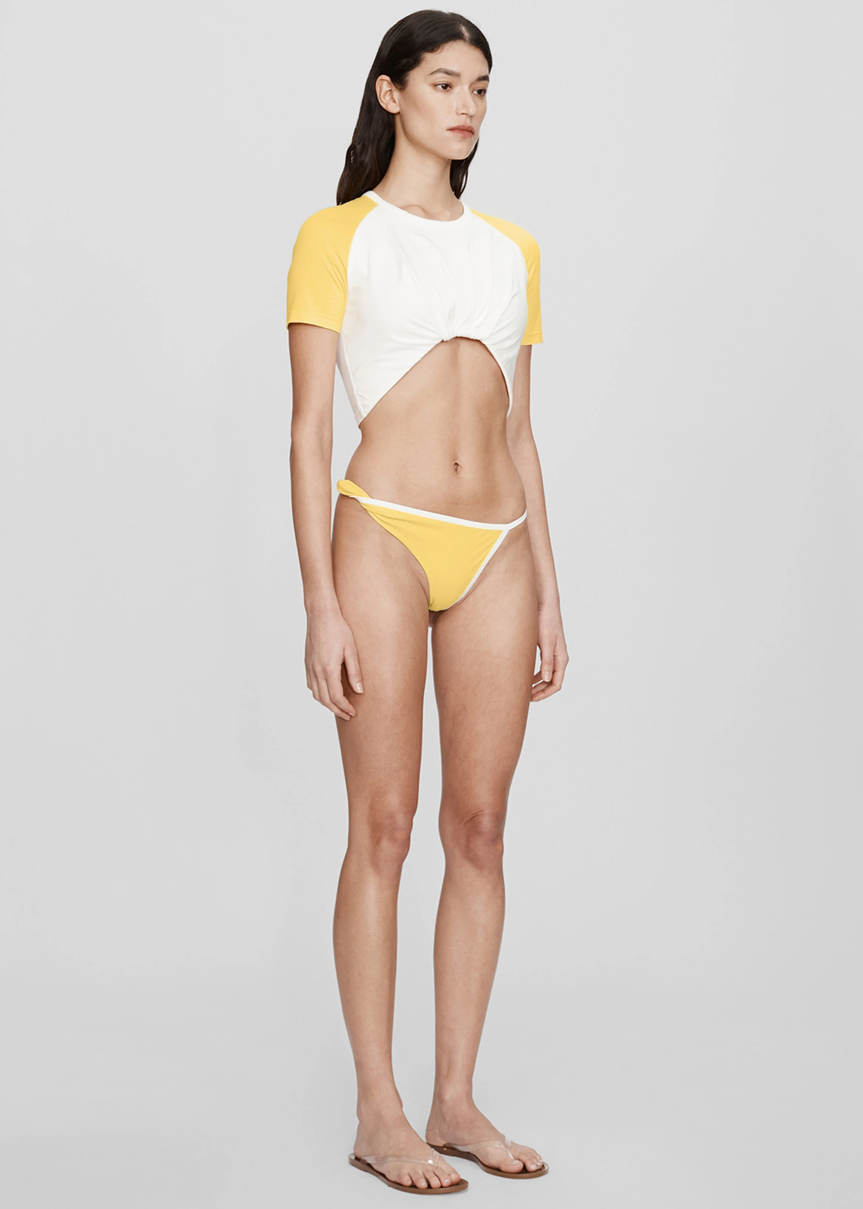 Christopher Esber Tucked Ringer Jersey Tee - Zest/White - Image 2