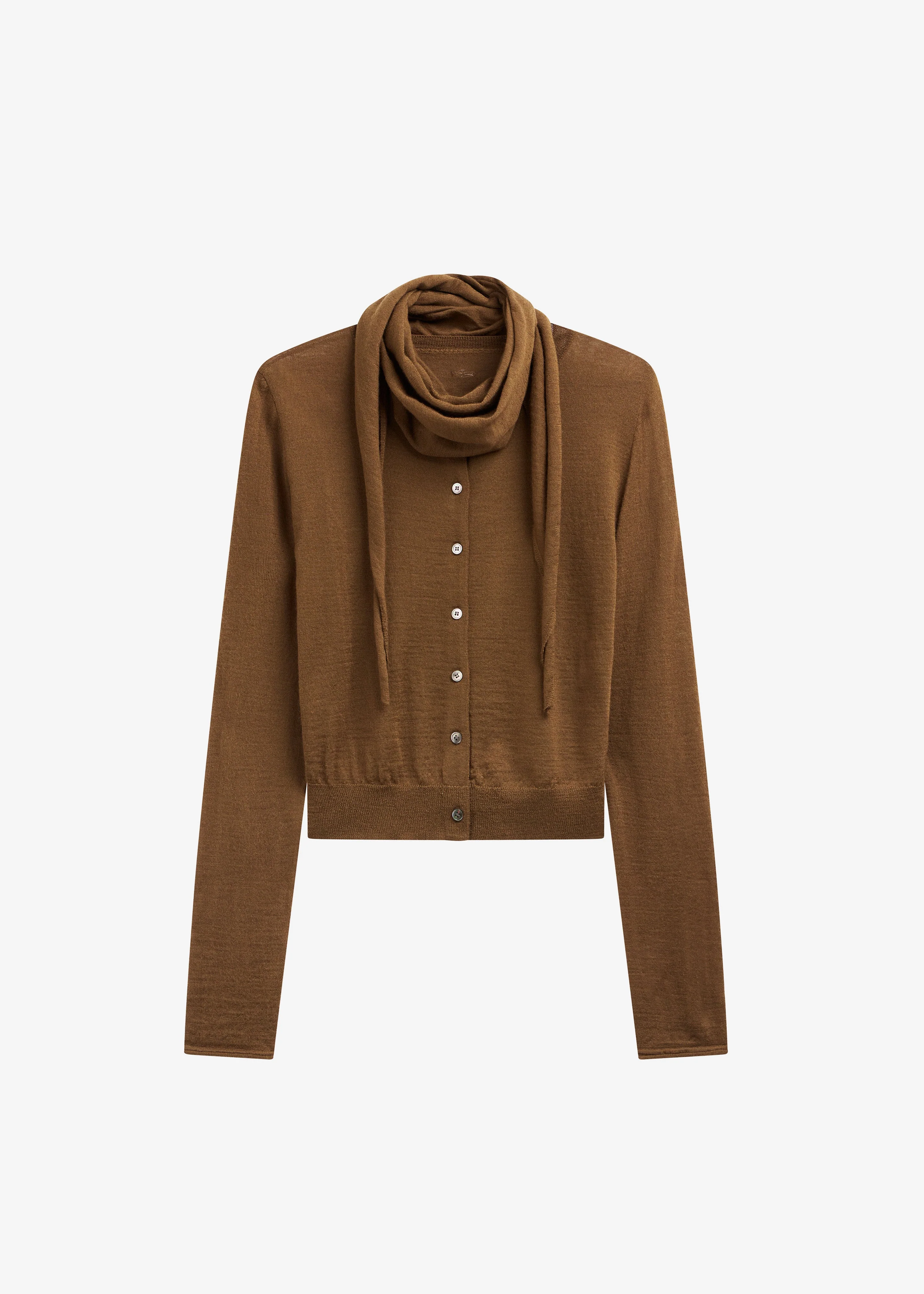 Clervaux Scarf Cardigan - Brown - Image 8
