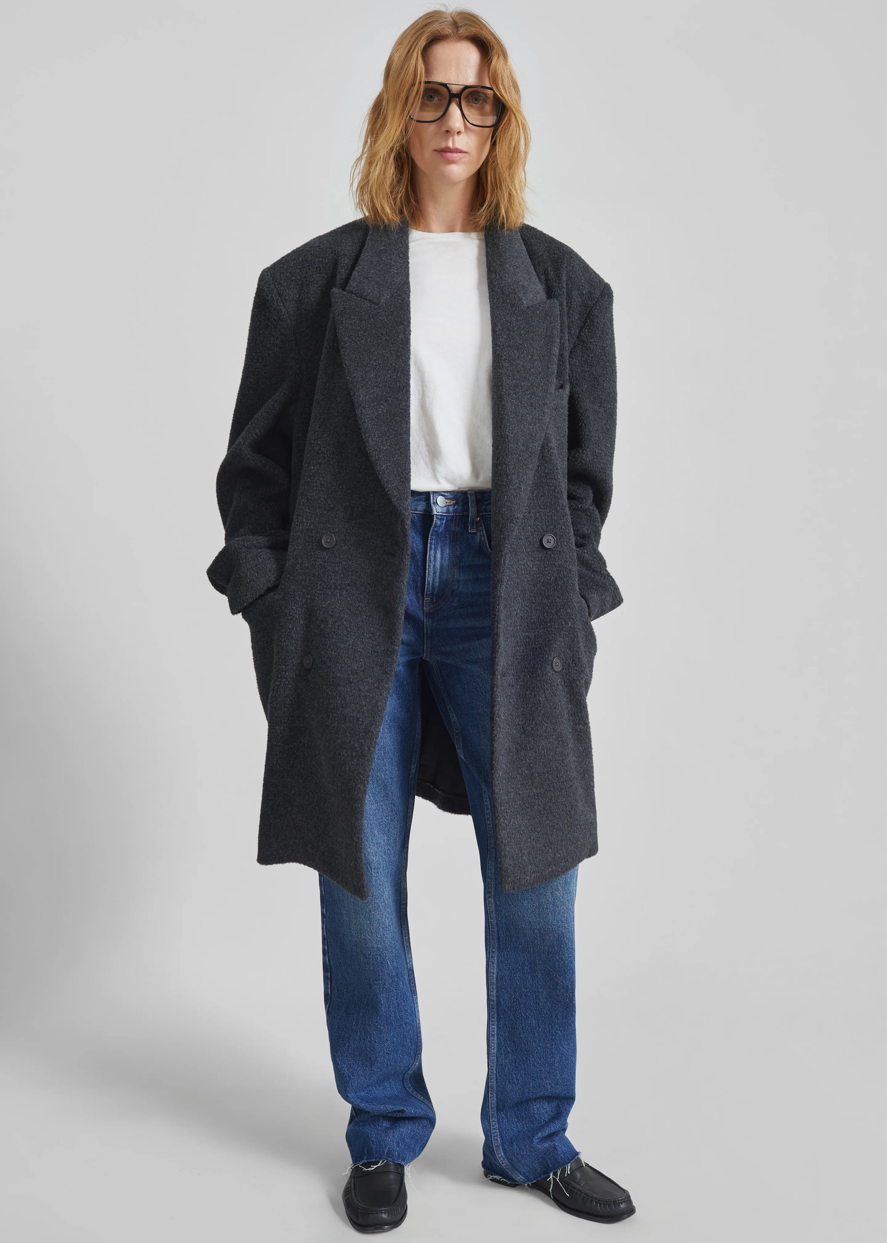 Coblence Textured Wool-Blend Coat - Dark Grey - Image 5