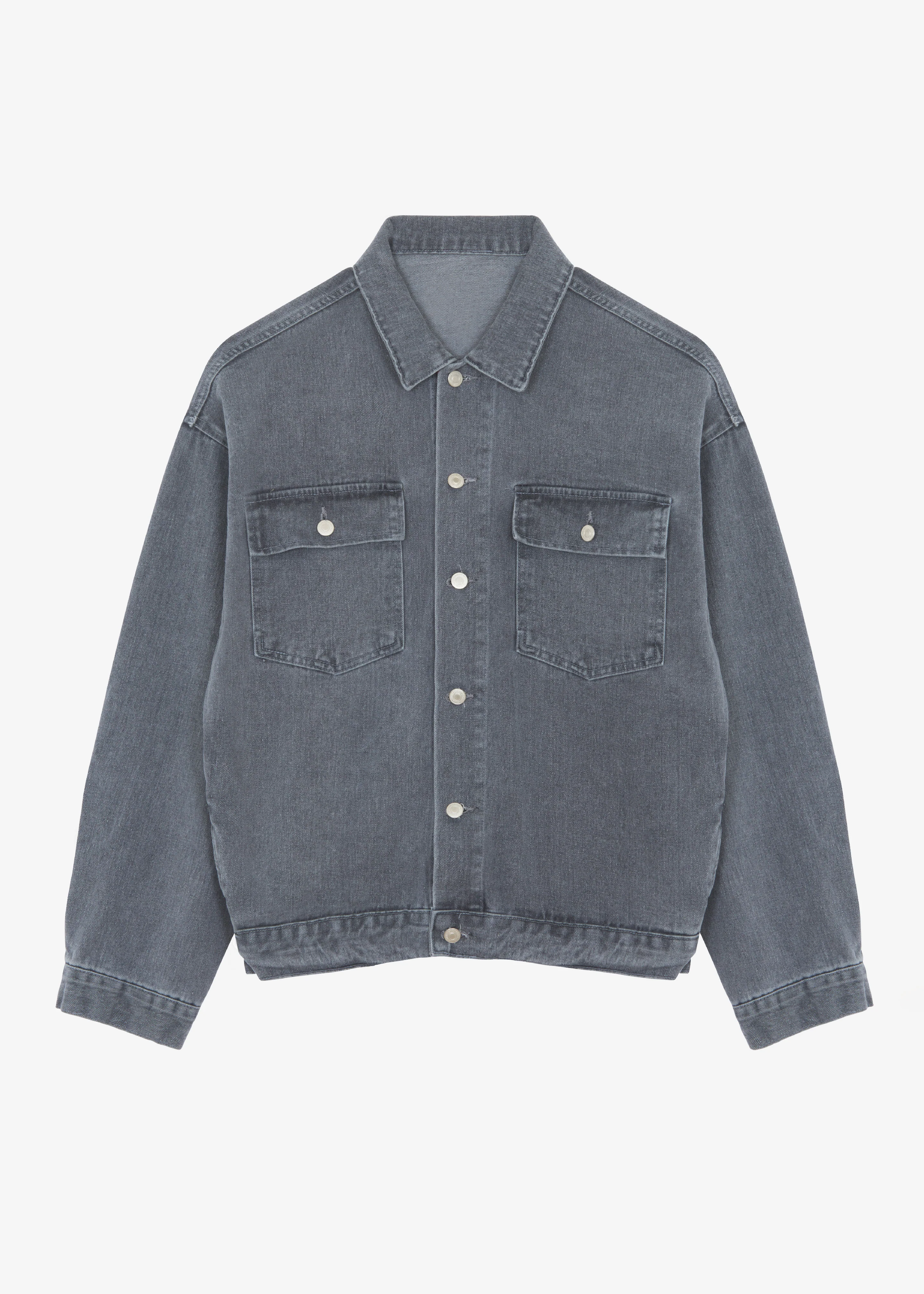Connor Oversized Denim Jacket - Grey Wash - Image 7