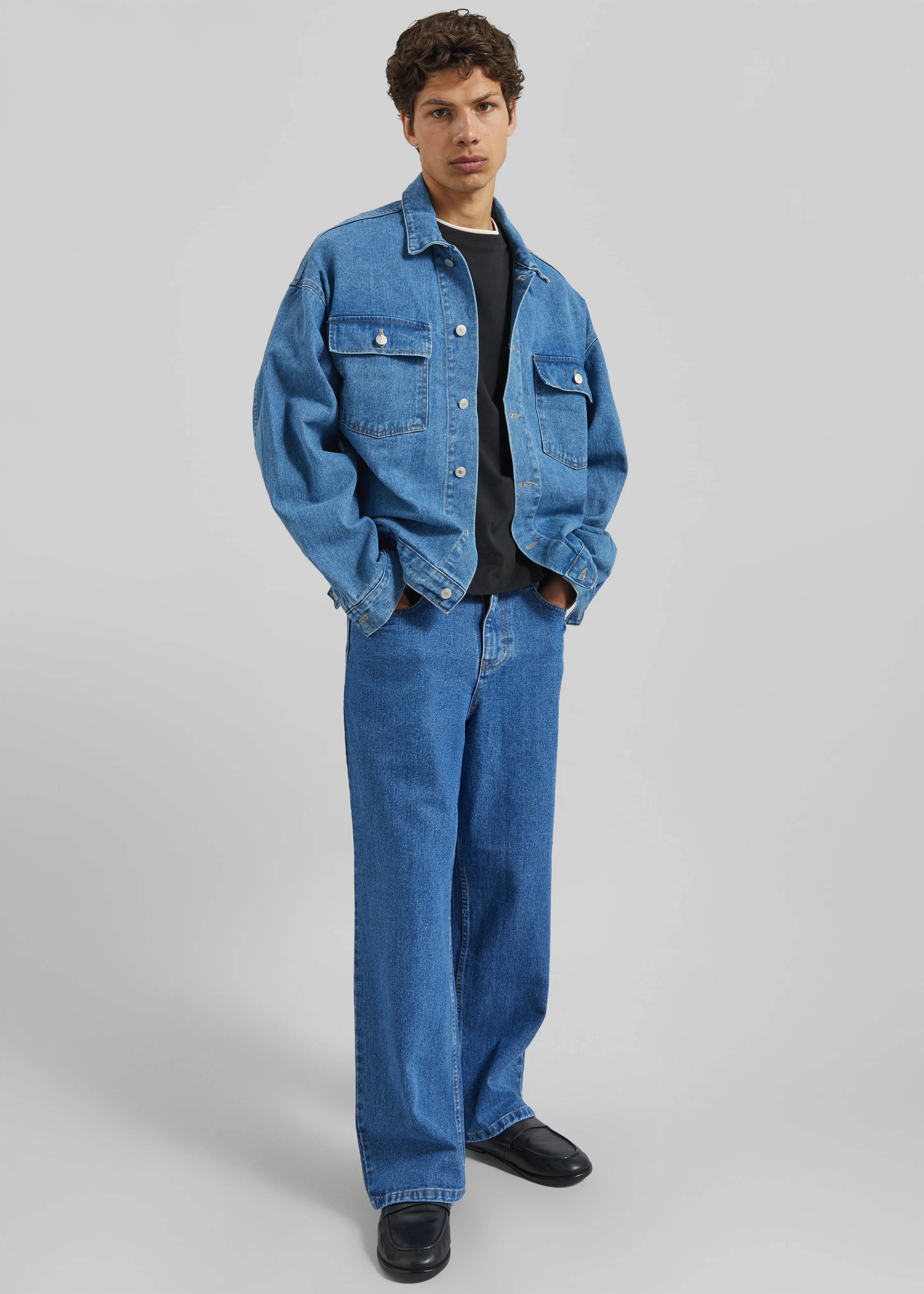 Connor Oversized Denim Jacket - Medium Wash - Image 5