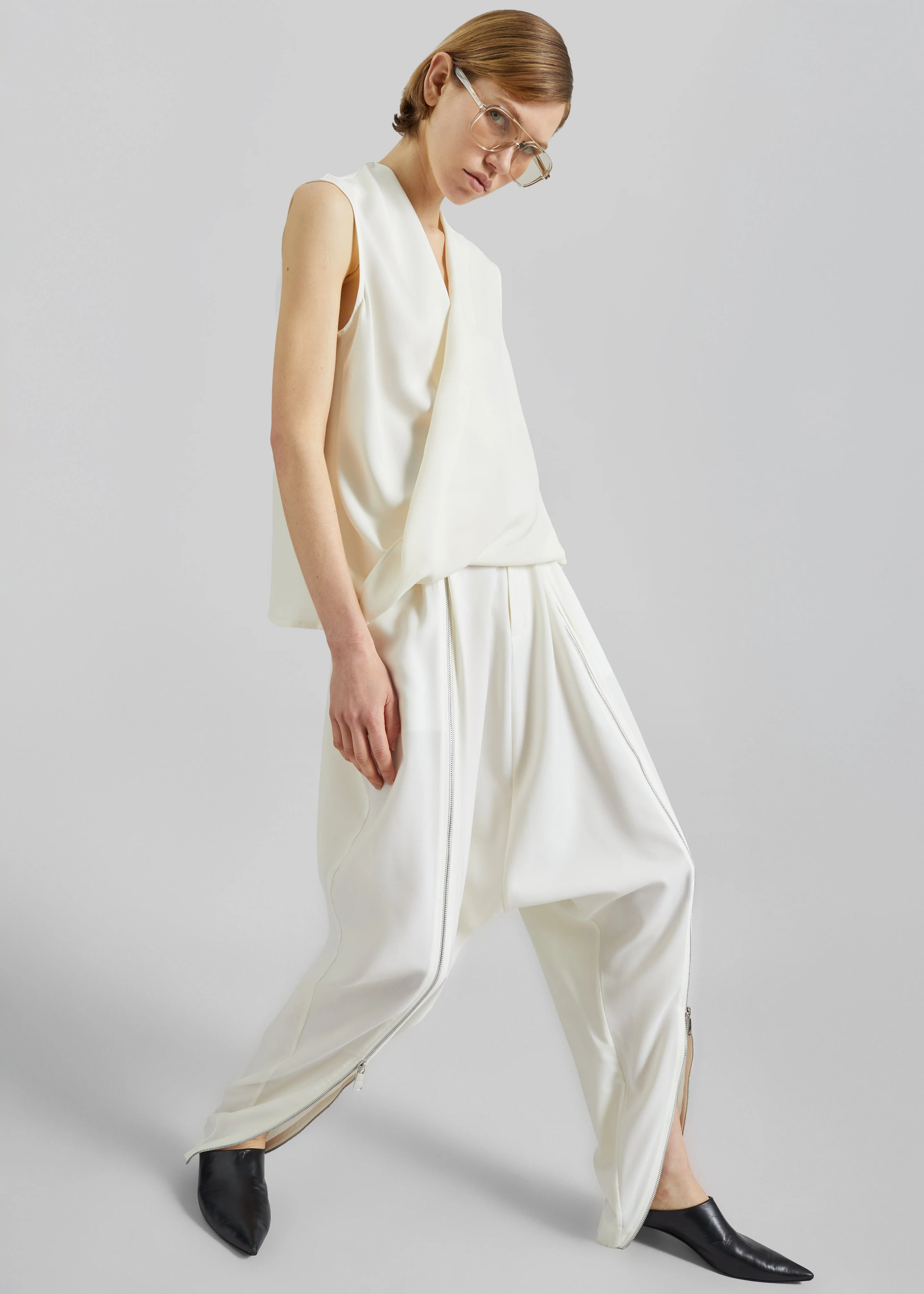 Coperni Double Zipped Sarouel Pants - White - Image 4