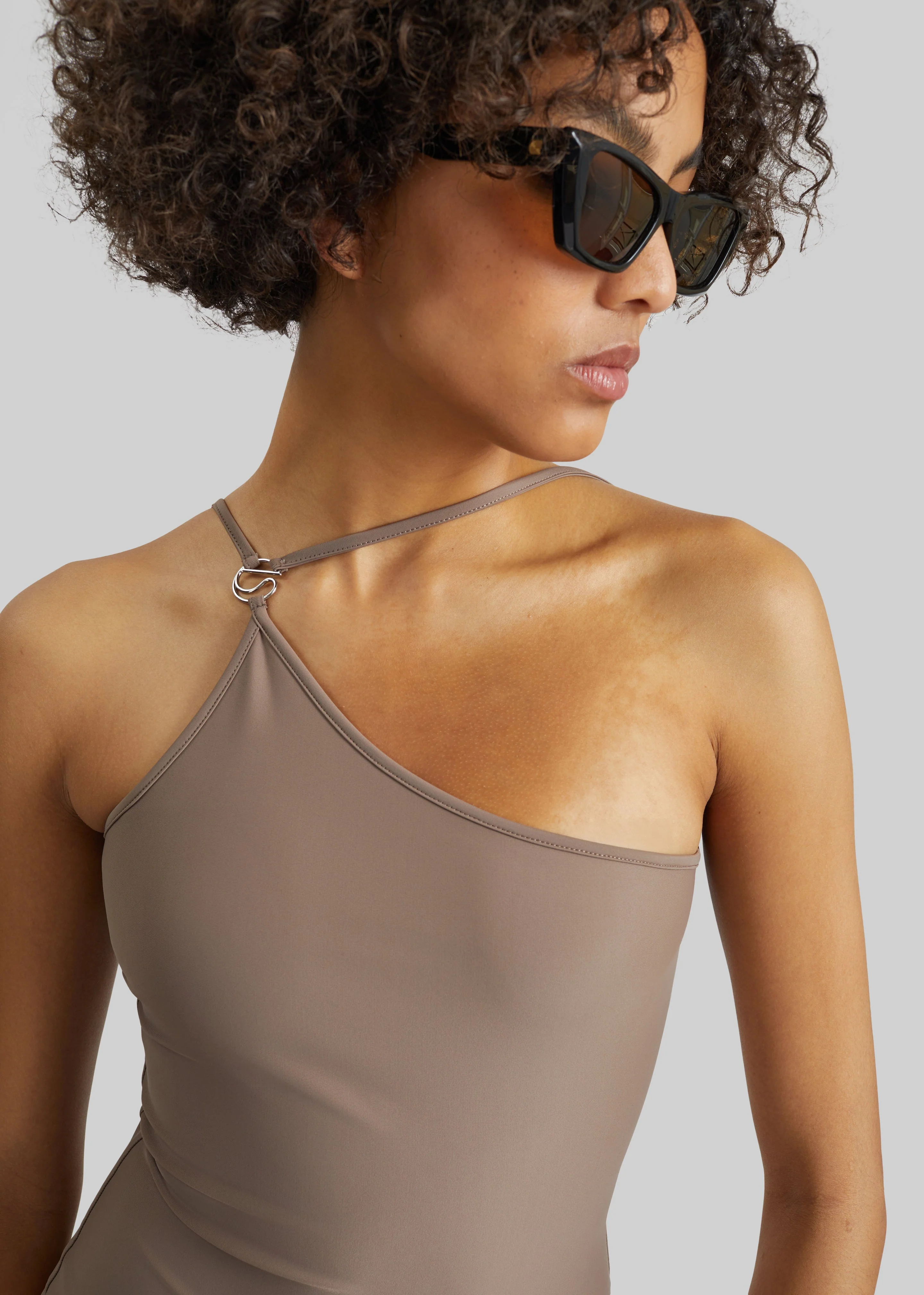 Coperni One Shoulder Swimsuit - Brown - Image 2
