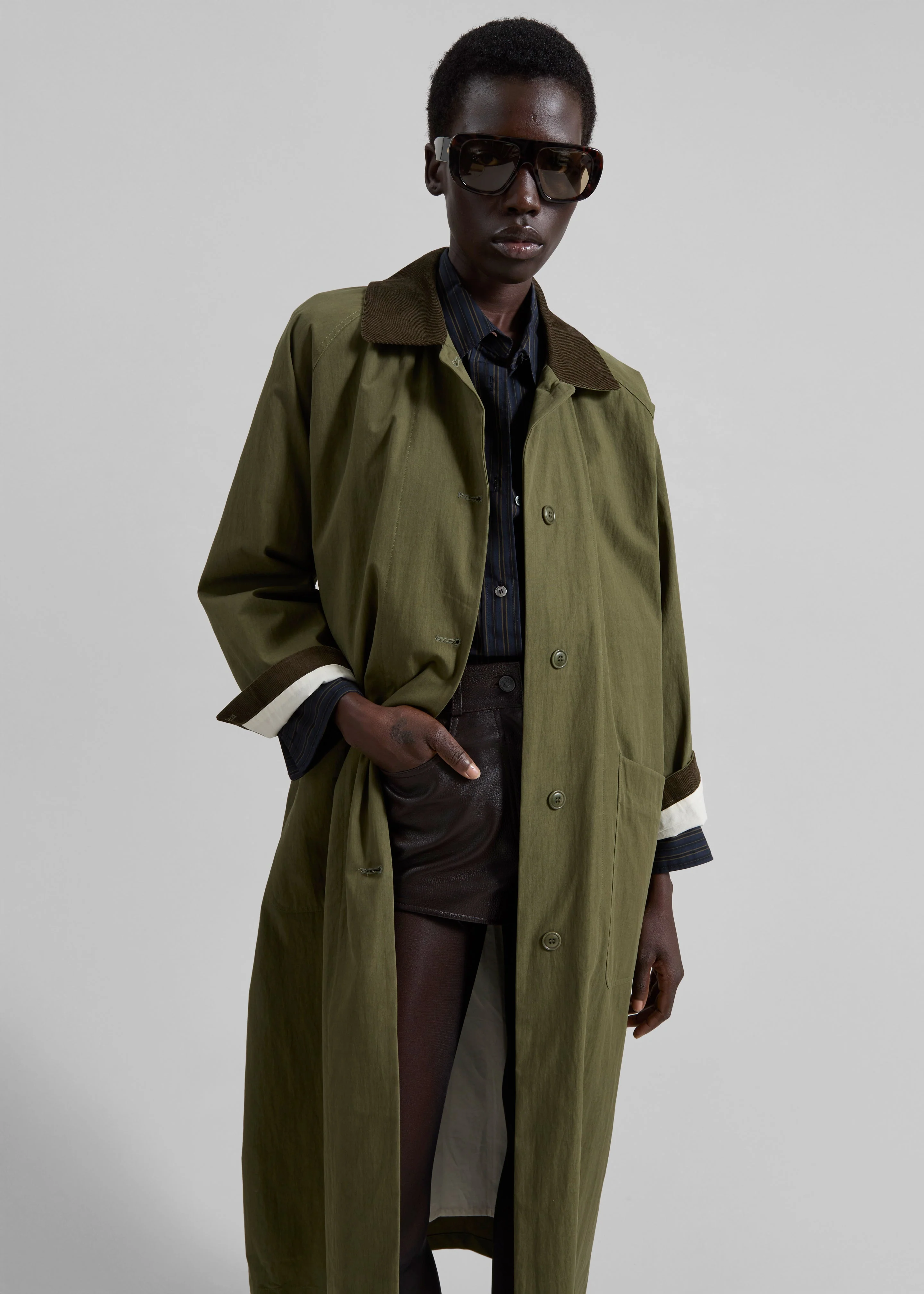 Crisnee Long Jacket - Olive - Image 6