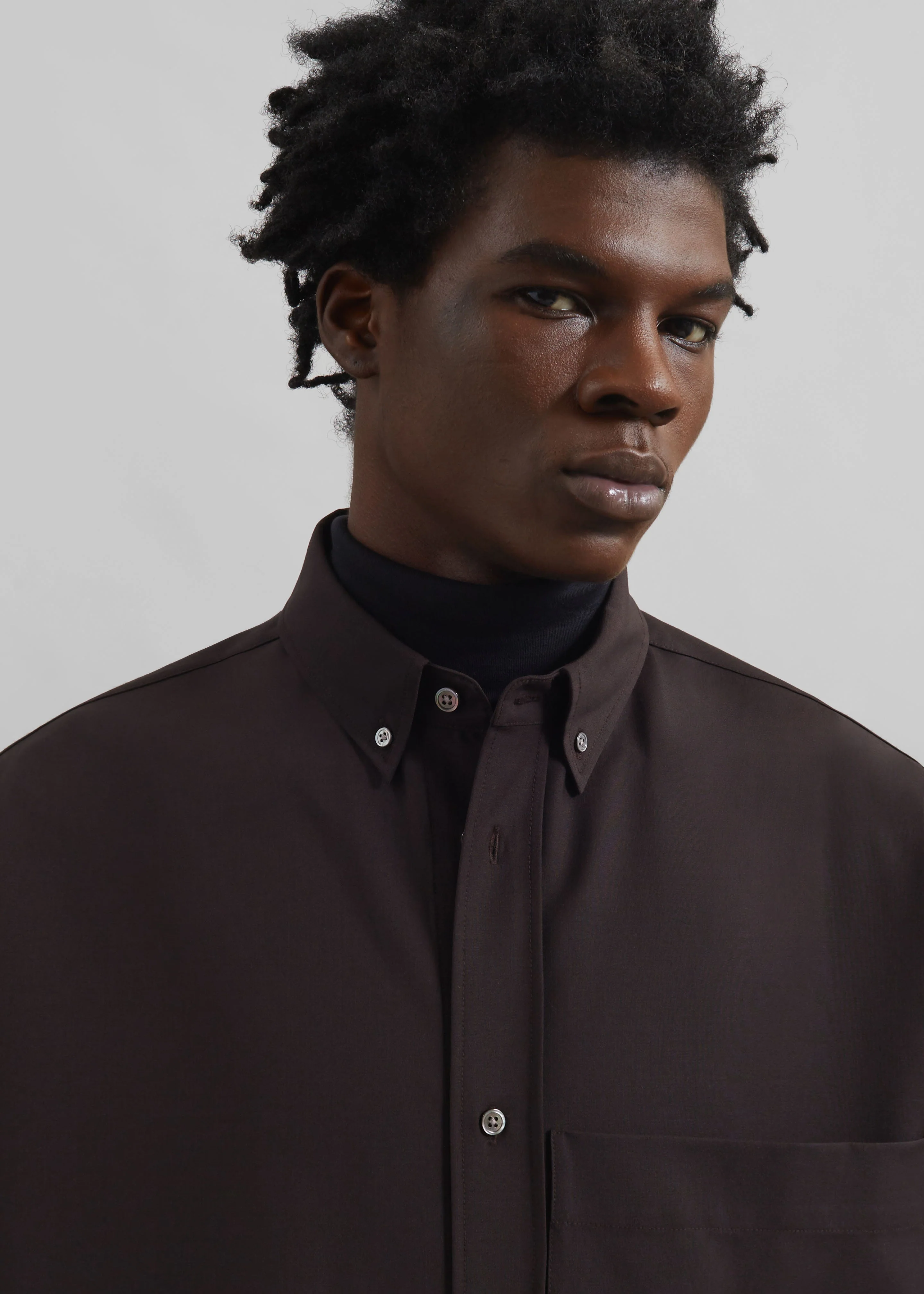 Dalton Wool Blend Shirt - Brown - Image 3