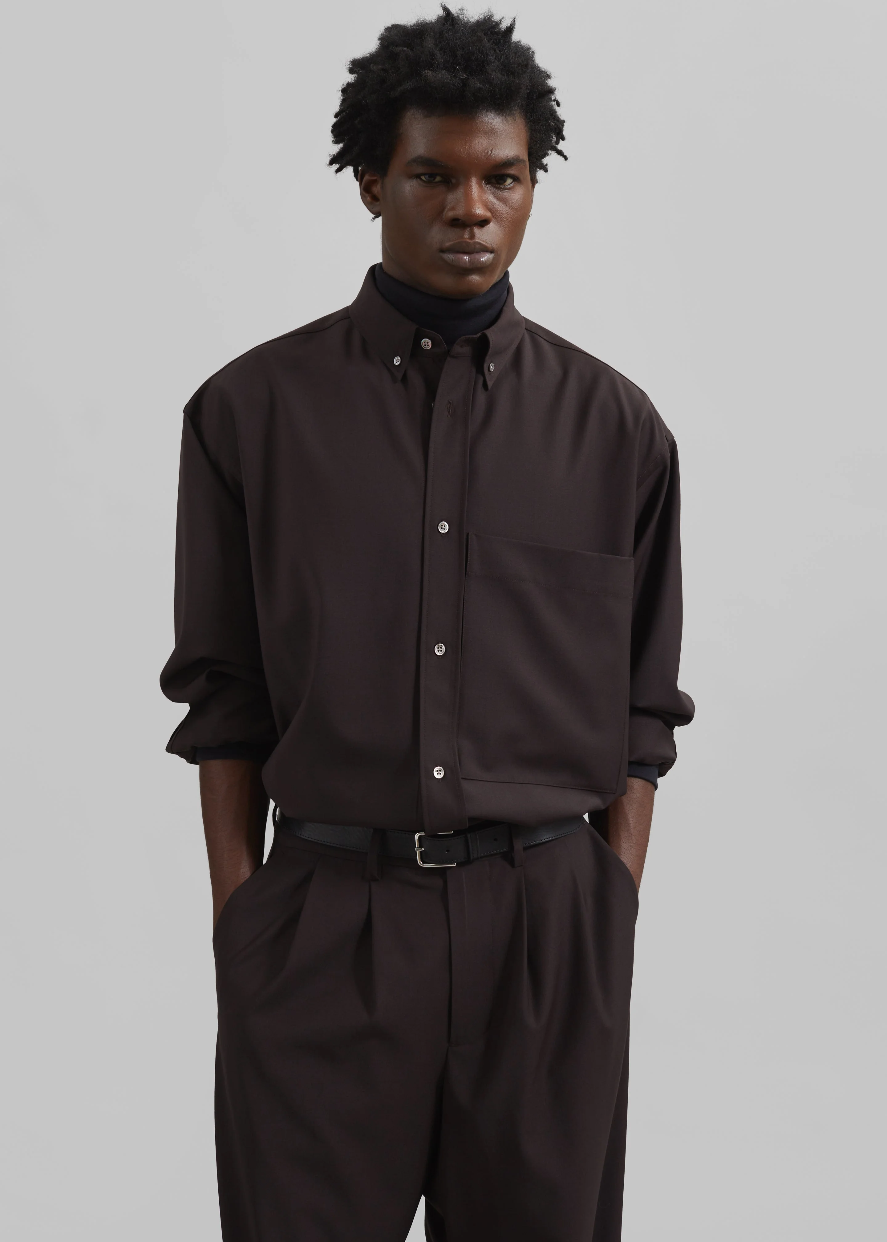 Dalton Wool Blend Shirt - Brown - Image 5