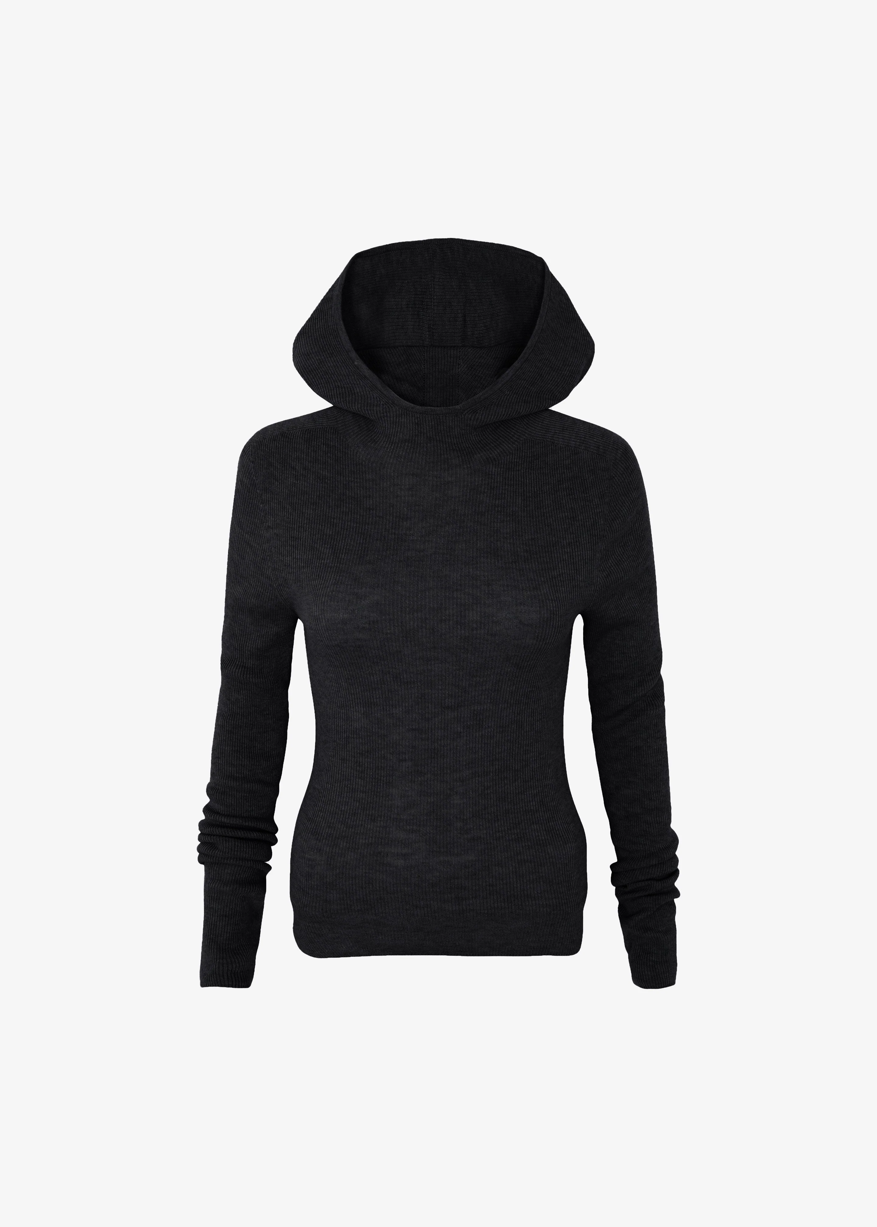 Danae Hooded Knit Top - Black - Image 11