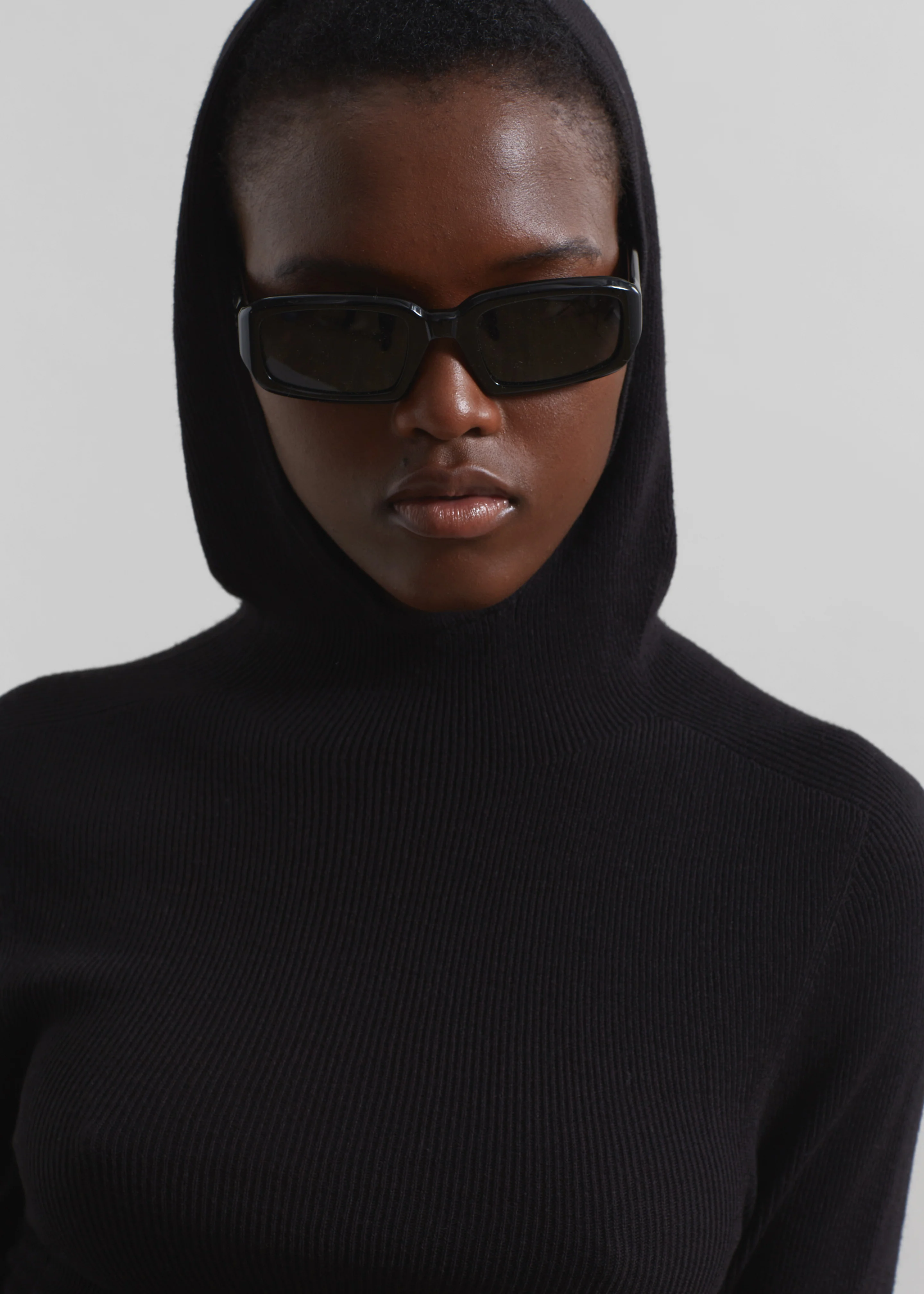 Danae Hooded Knit Top - Black - Image 9