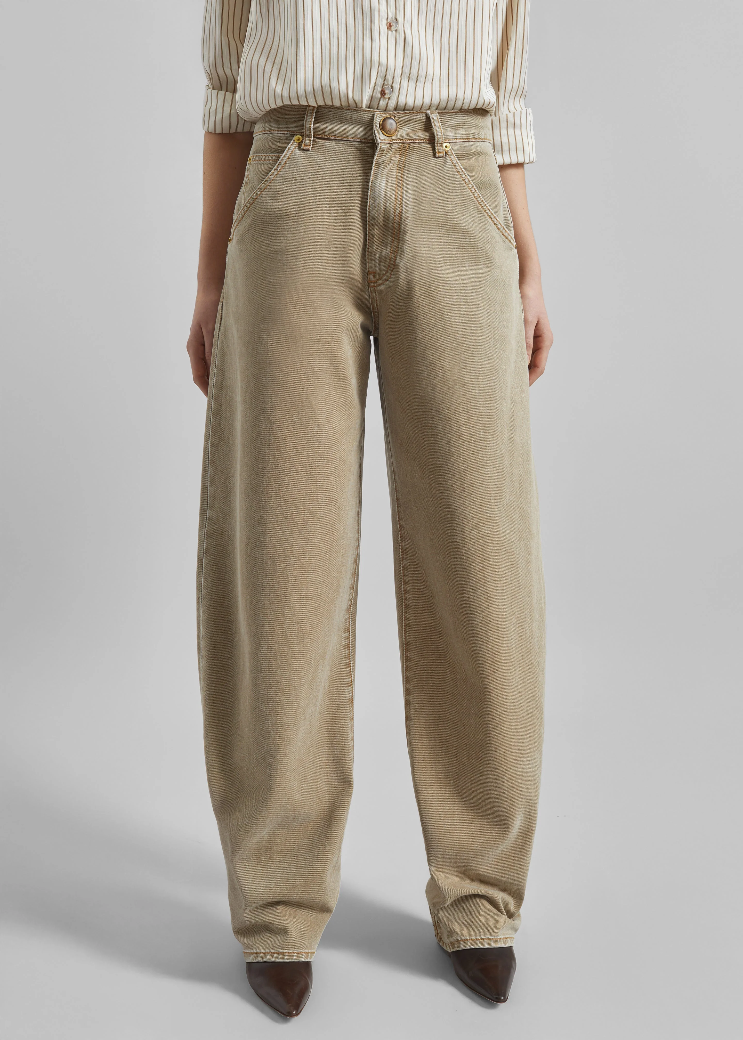 Darkpark Khris Barrel Leg Denim - Camel - Image 3