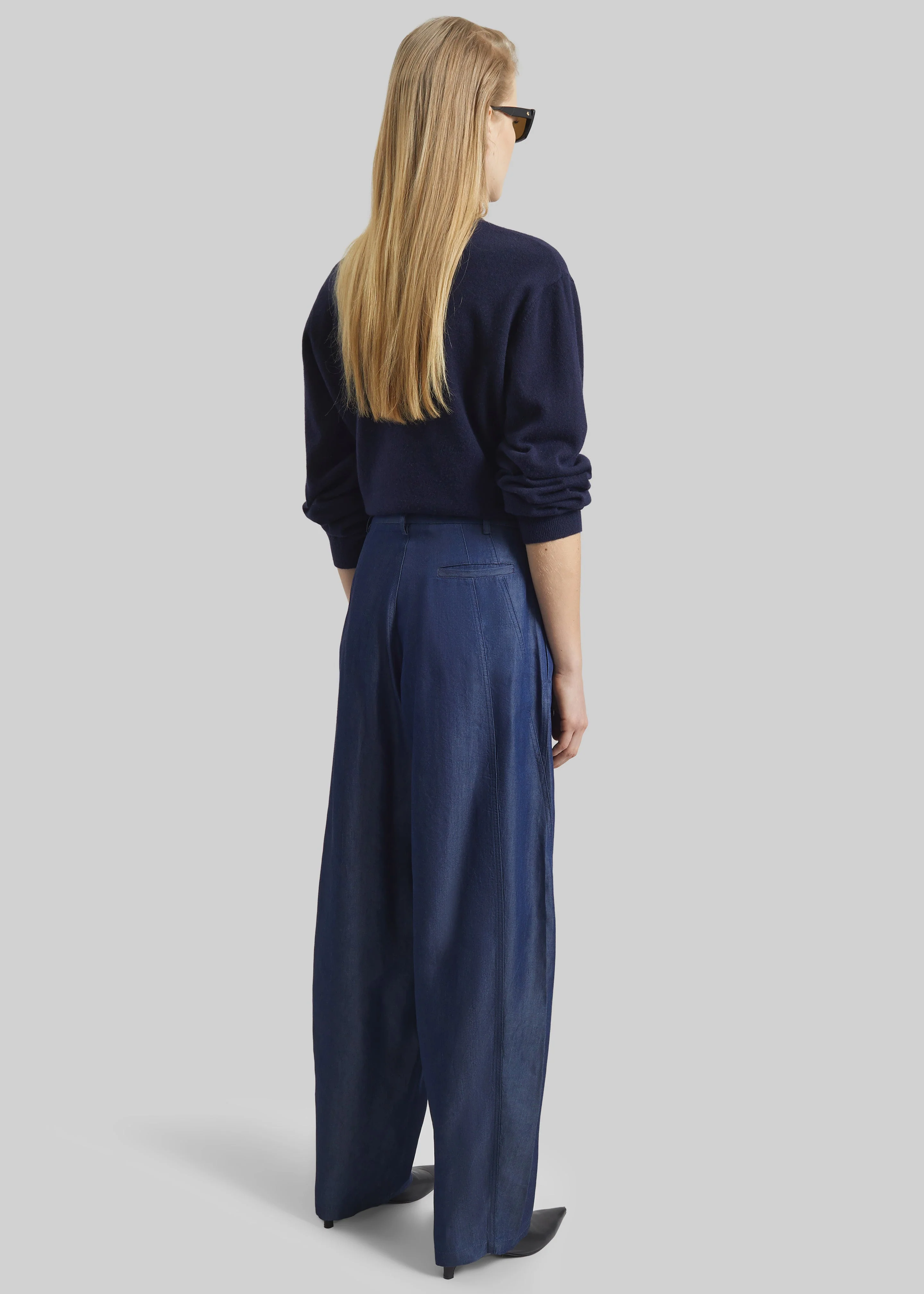 Darkpark Phebe Light Chambray Wide-Leg Pants - Blue Denim - Image 6