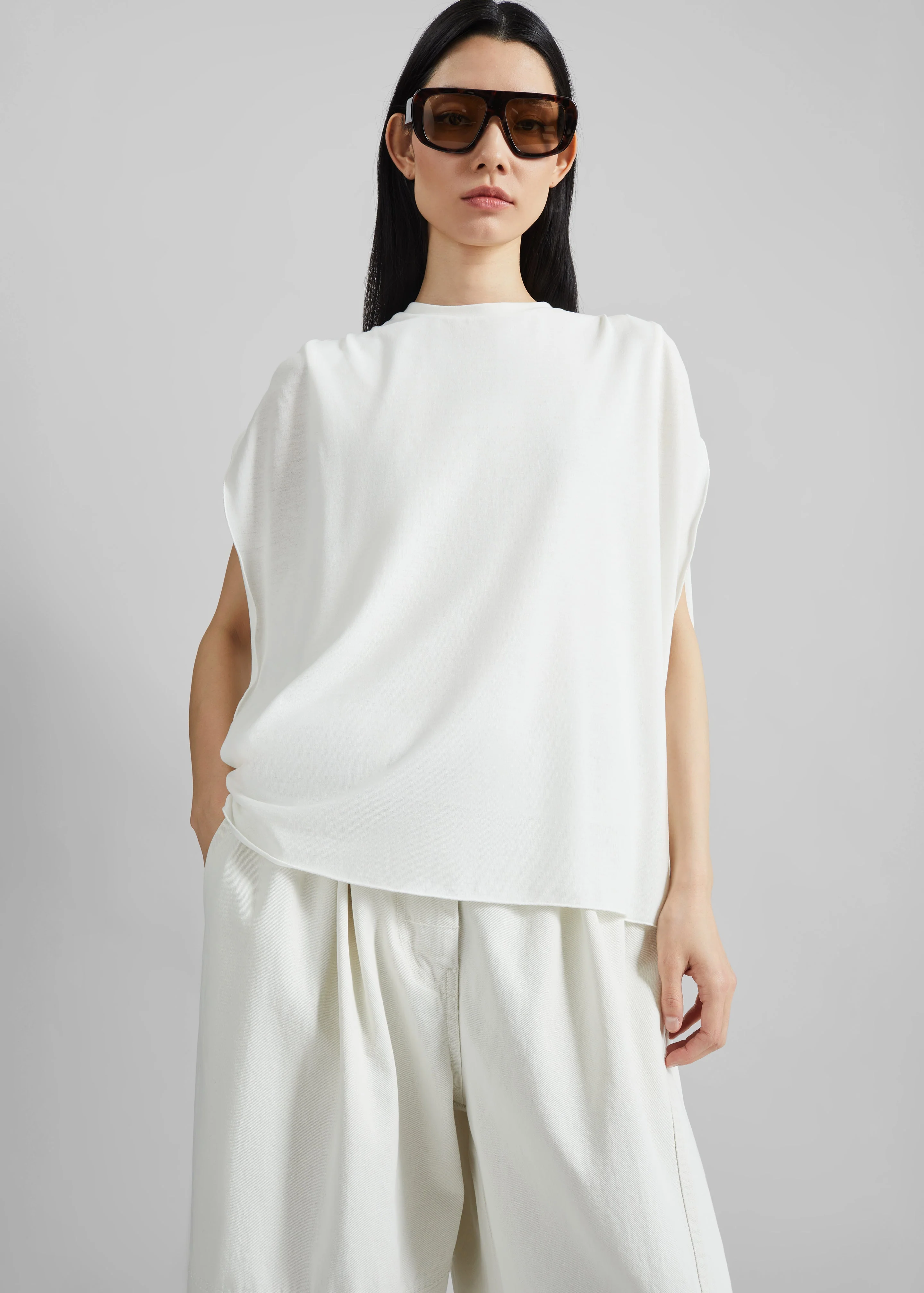 Darkpark Tracy Light Jersey Sleeveless Blouse - White - Image 4